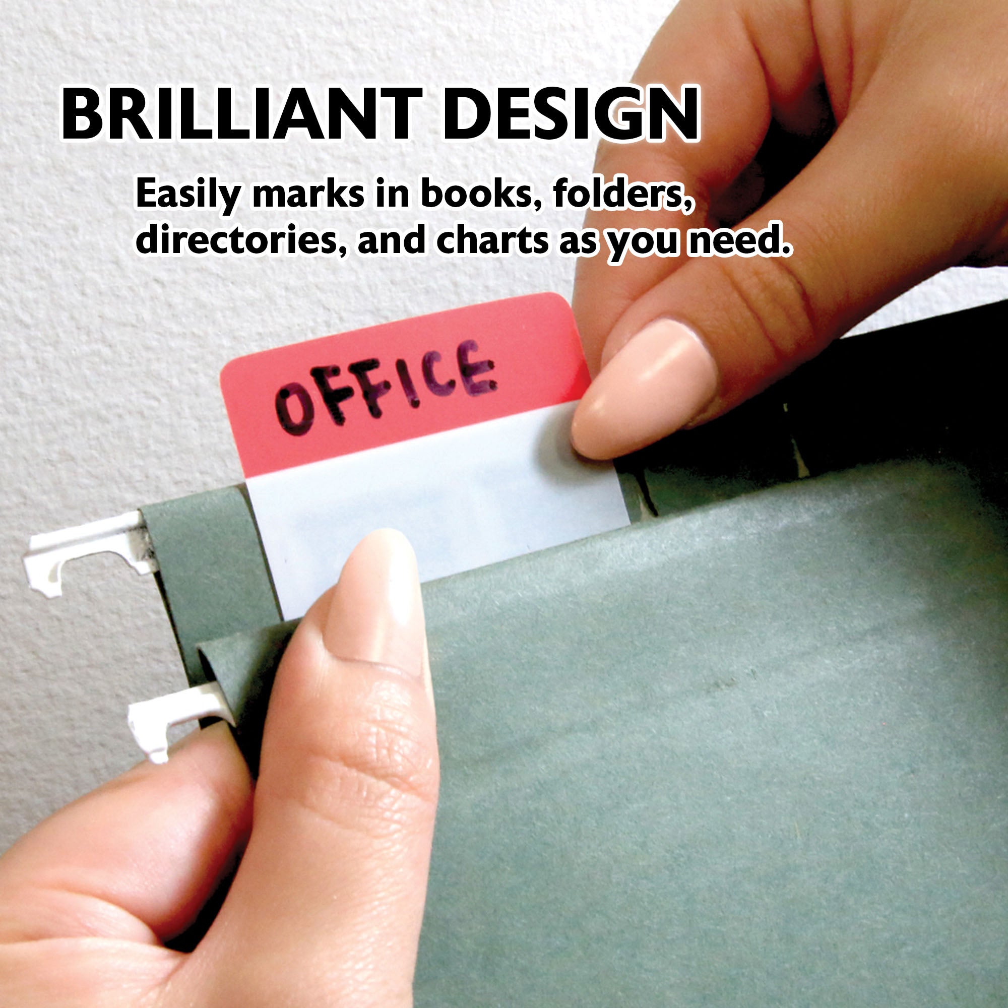 5-Colors 2" x 1.5" Filing Tabs (30 Tabs/Pack)