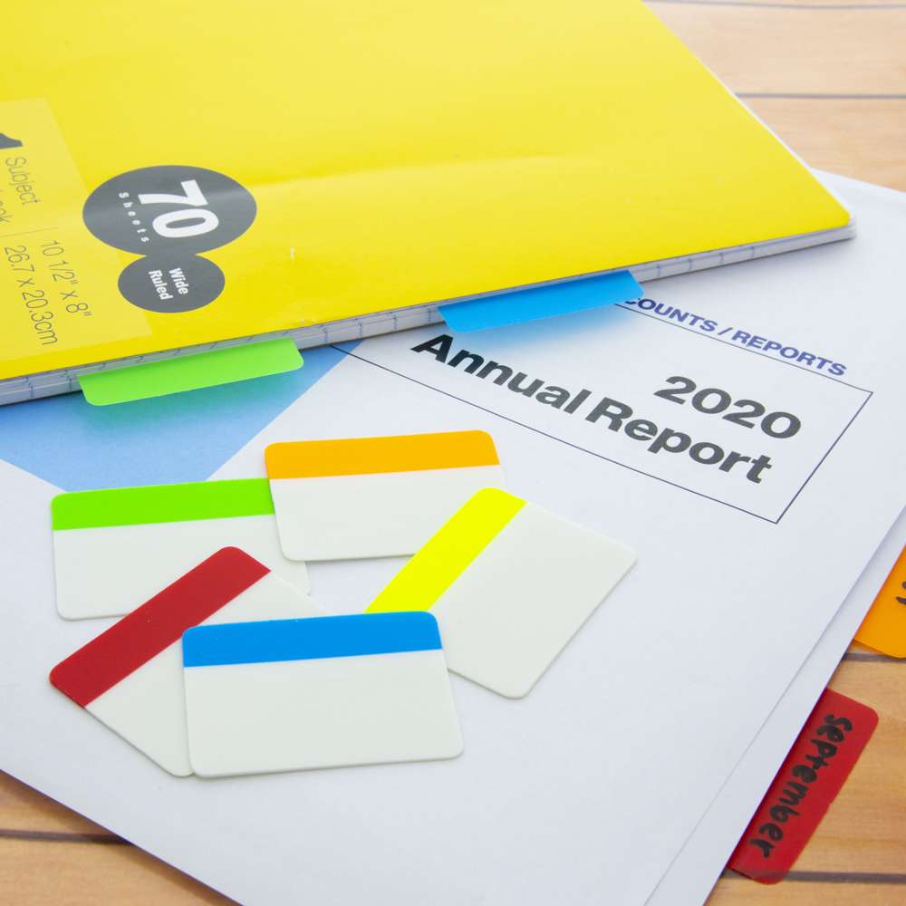 5-Colors 2" x 1.5" Filing Tabs (30 Tabs/Pack)
