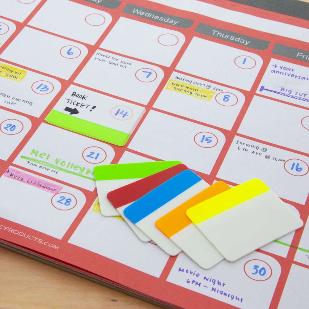 5-Colors 2" x 1.5" Filing Tabs (30 Tabs/Pack)
