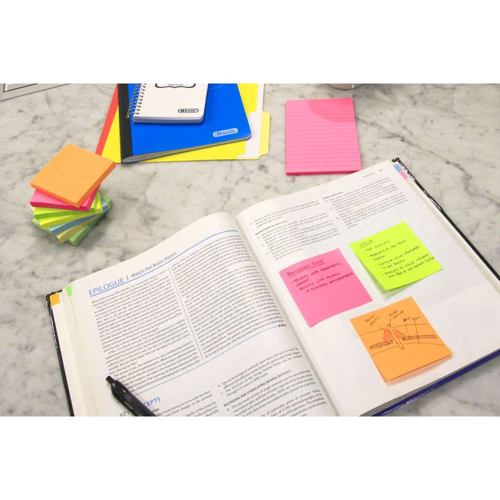 90 Ct. 3" X 3" Neon Sticky Notes (12/Shrink)