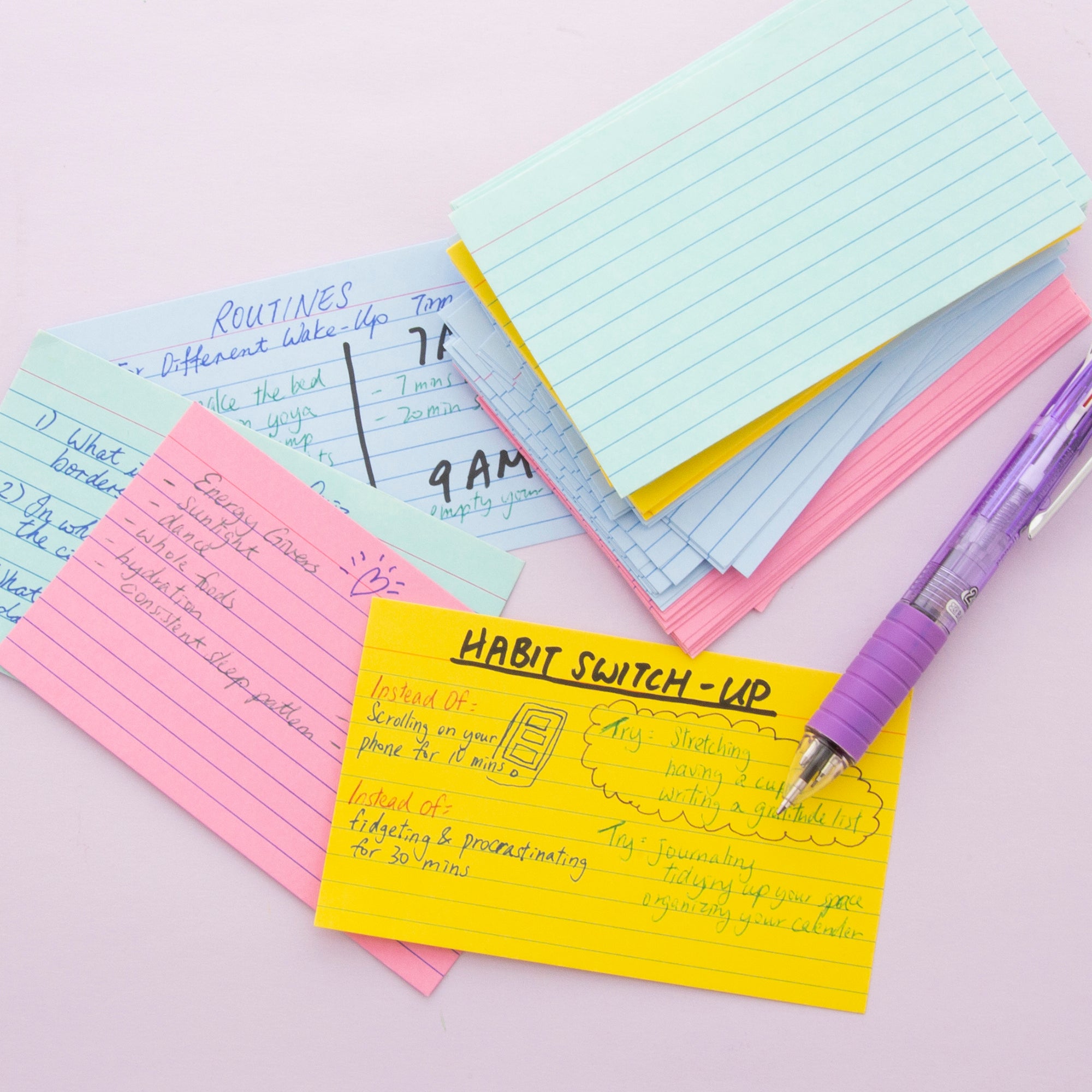 100 Ct. 3" X 5" Ruled Colored Index Card