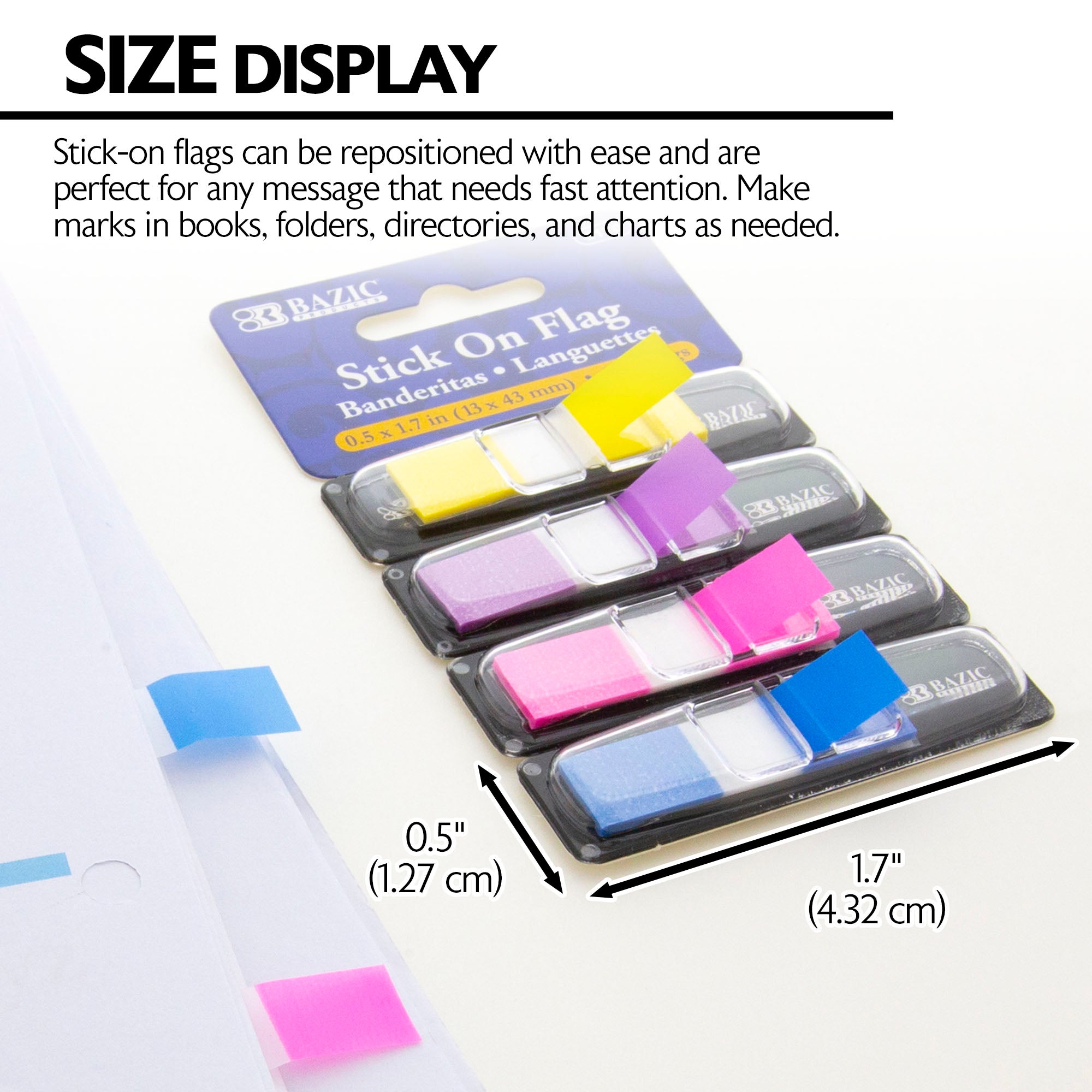 30 Ct. 0.5" x 1.7" Neon Color Coding Flags w/ Dispenser (4/Pack)