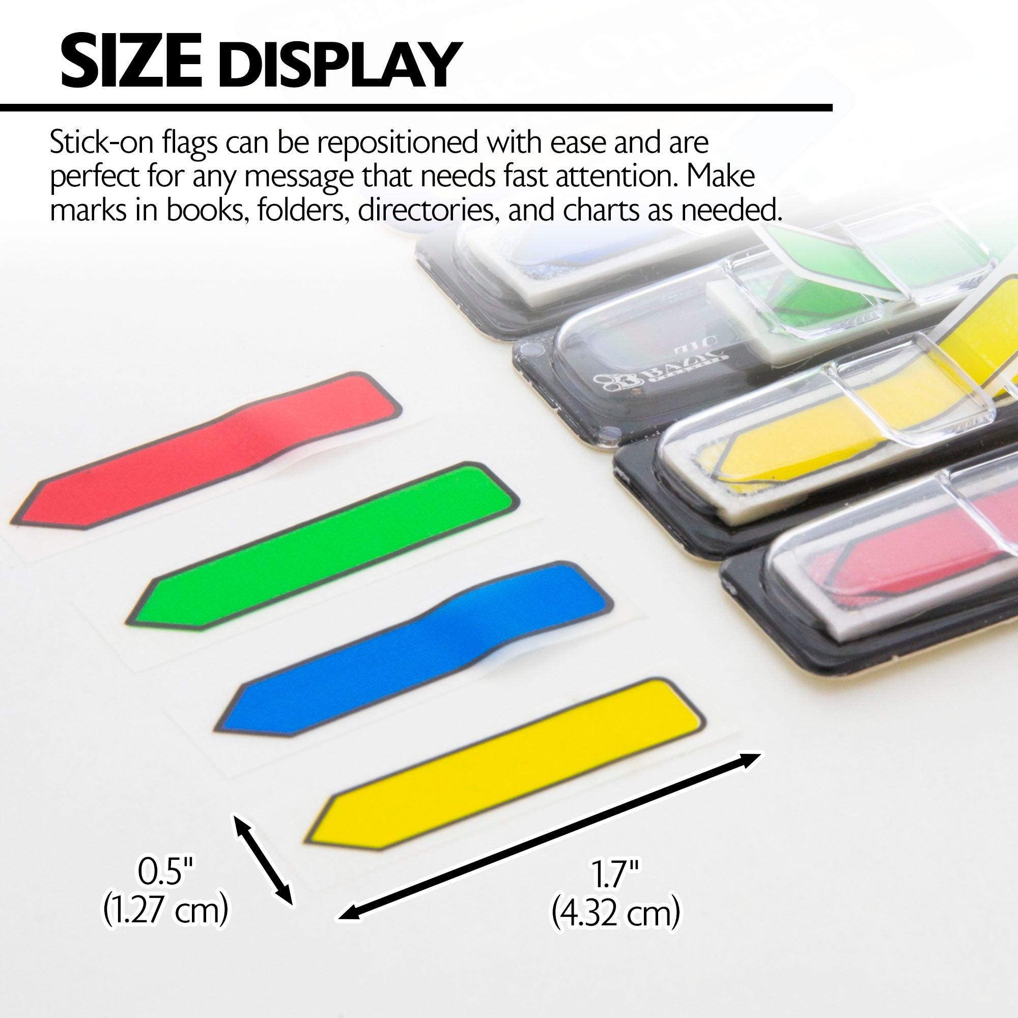 25 Ct. 0.5" x 1.7" Neon Color Printed Arrow Flags w/ Dispenser (4/Pack)