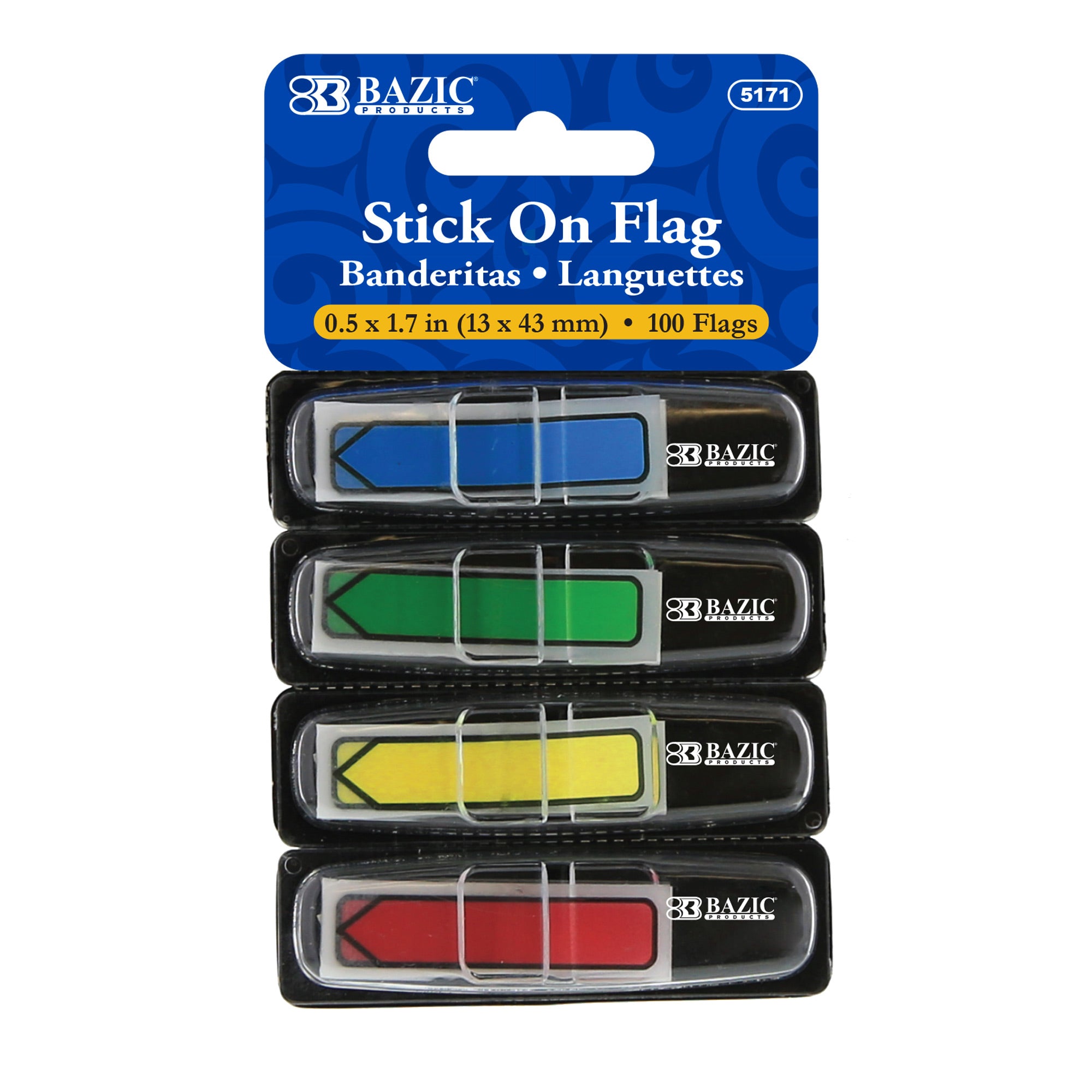 25 Ct. 0.5" x 1.7" Neon Color Printed Arrow Flags w/ Dispenser (4/Pack)