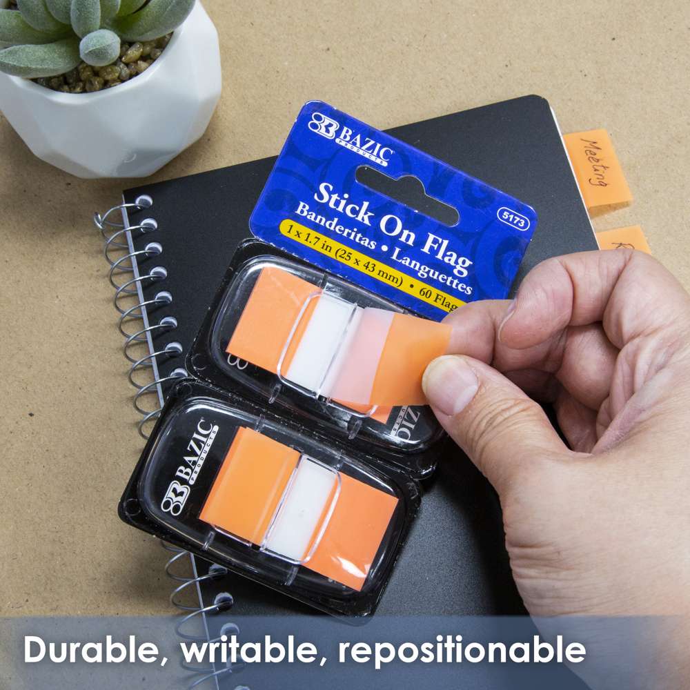 30 Ct. 1" x 1.7" Neon Color Standard Flags w/ Dispenser (2/Pack)