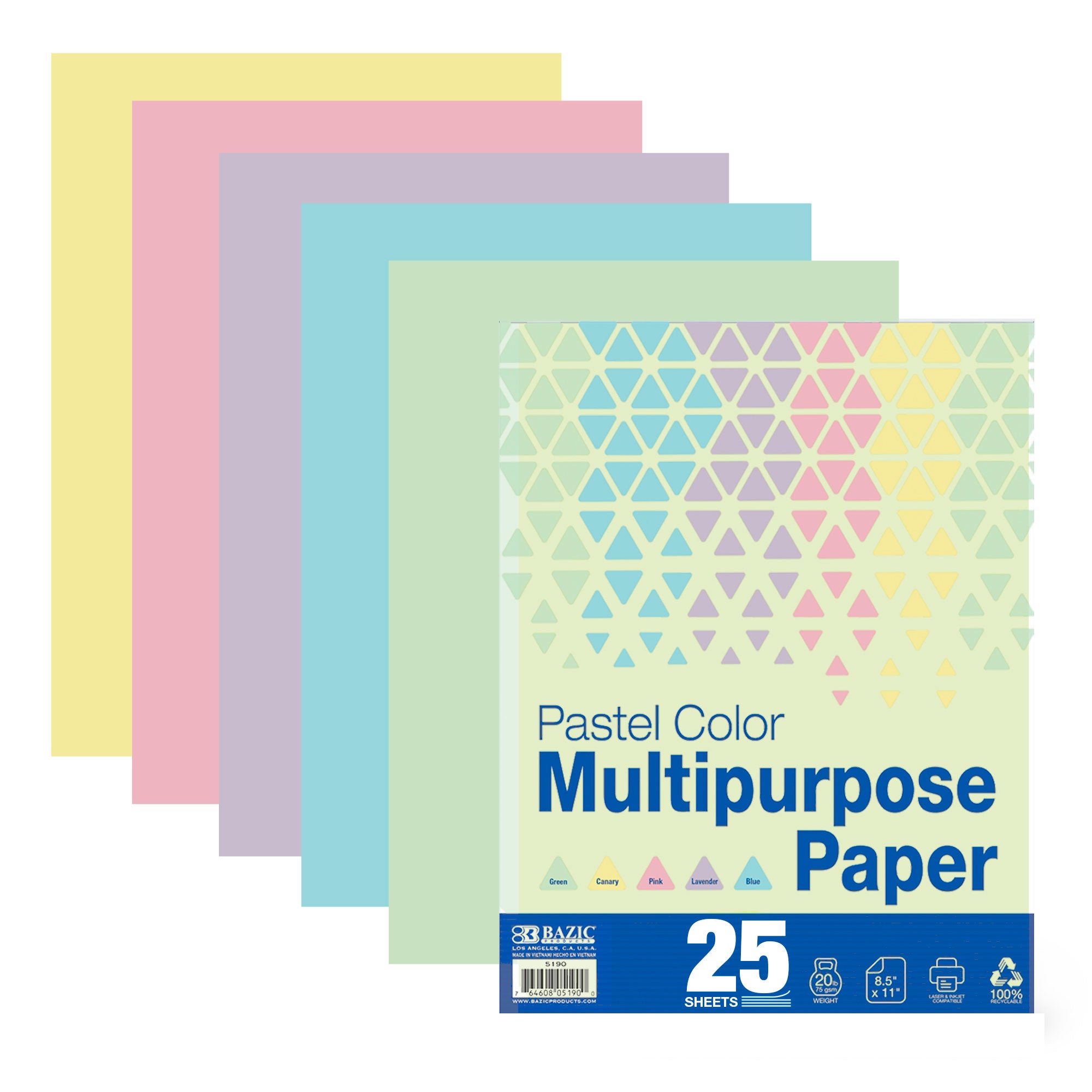 25 Ct. Pastel Color Multipurpose Paper