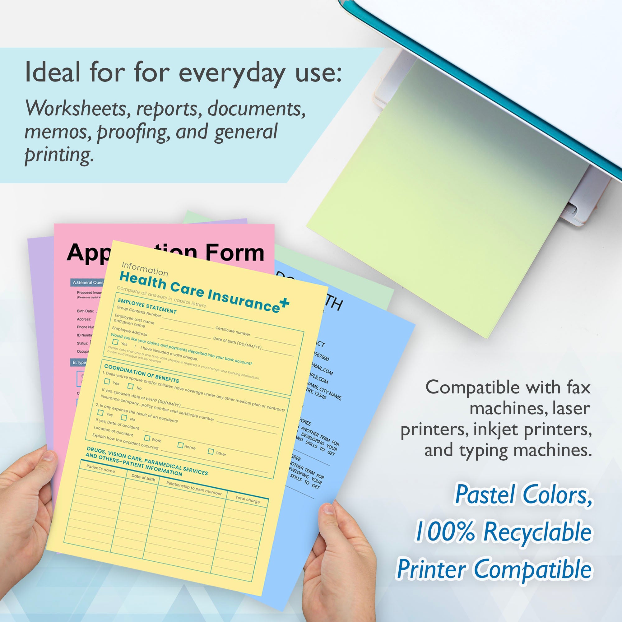 25 Ct. Pastel Color Multipurpose Paper