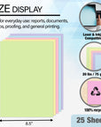 25 Ct. Pastel Color Multipurpose Paper