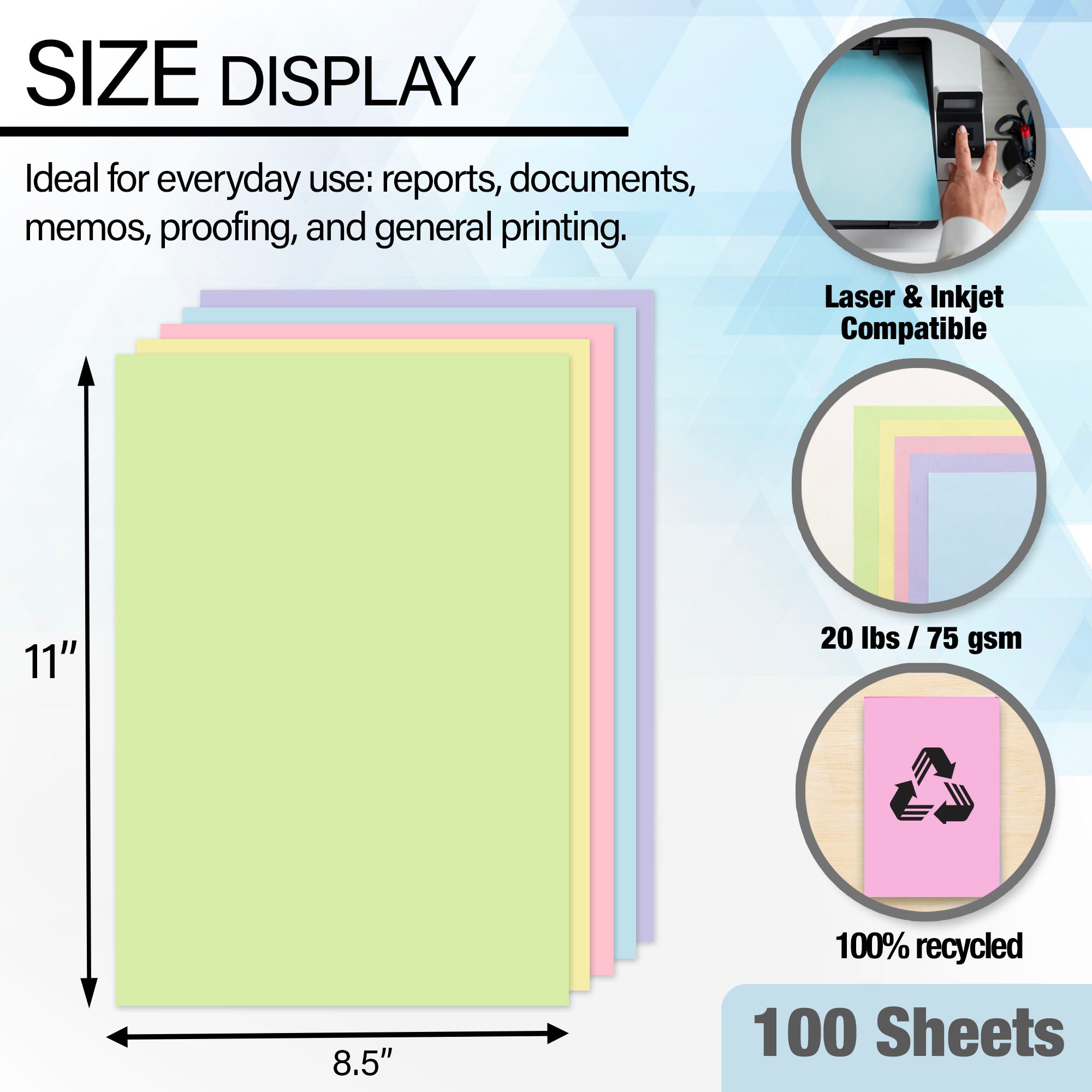 100 Ct. Pastel Color Multipurpose Paper