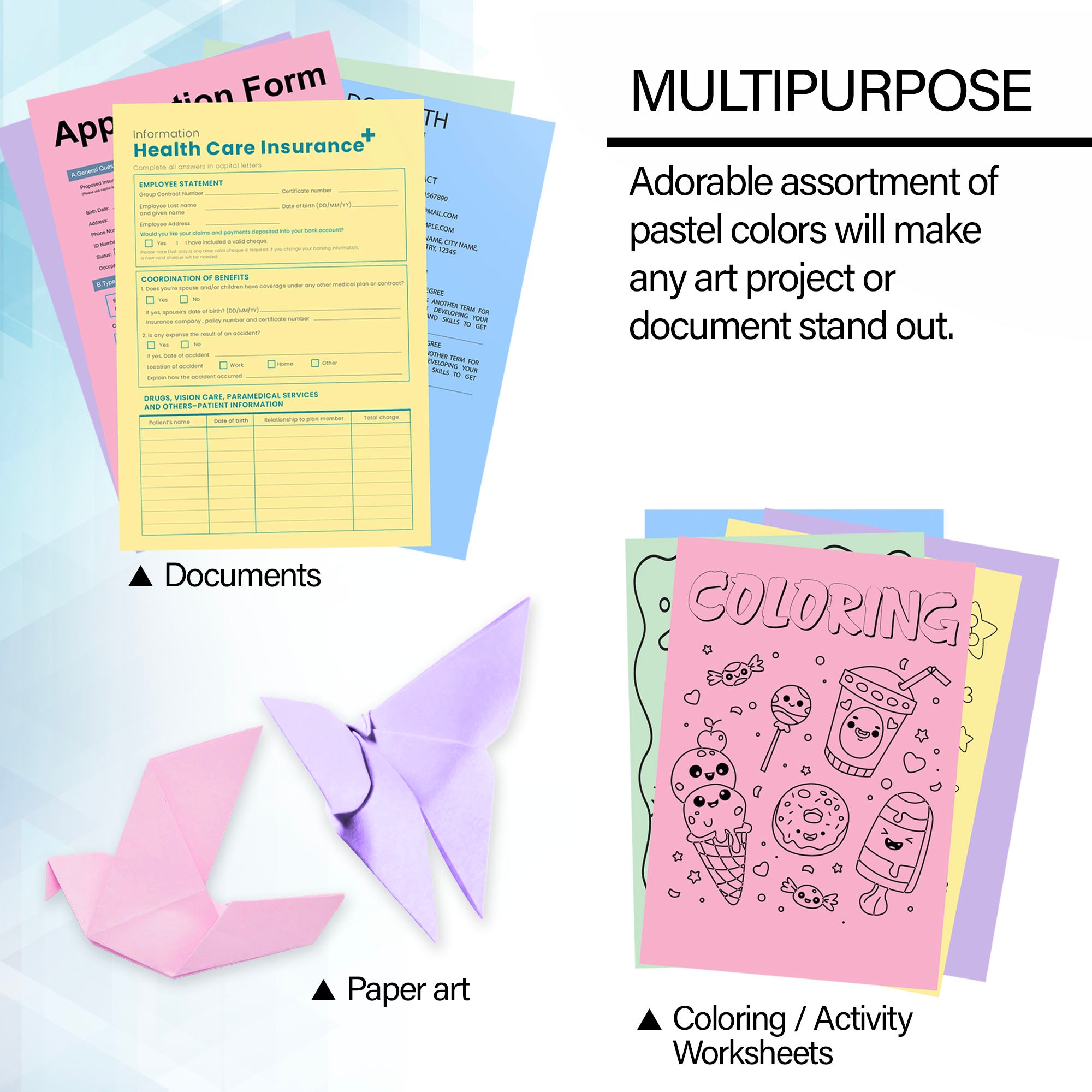 100 Ct. Pastel Color Multipurpose Paper