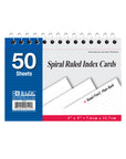 50 Ct. Spiral Bound 3" X 5" Ruled White Index Card