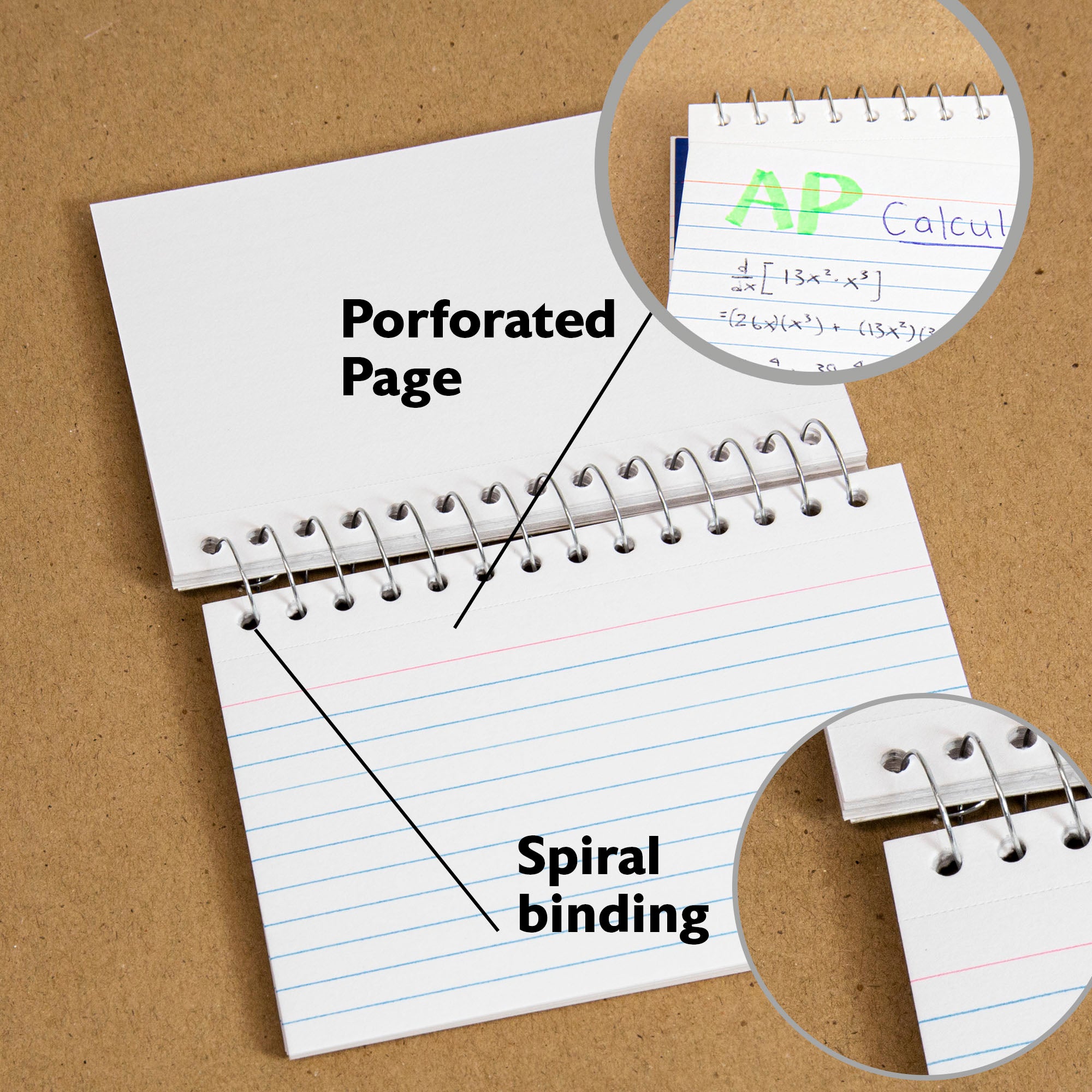 50 Ct. Spiral Bound 3" X 5" Ruled White Index Card