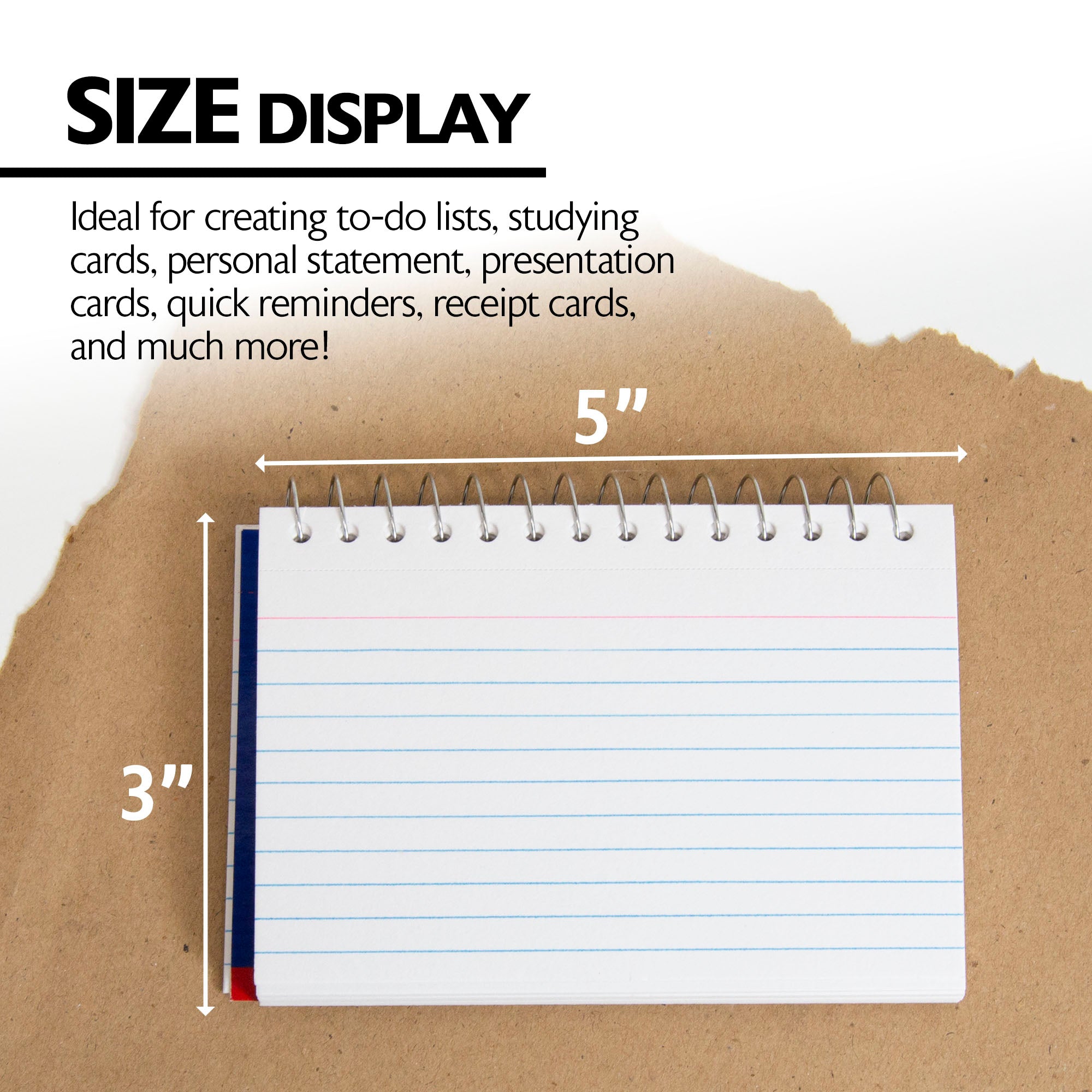 50 Ct. Spiral Bound 3" X 5" Ruled White Index Card