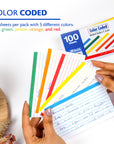 100 Ct. 3" X 5" Ruled Color Coded Index Card