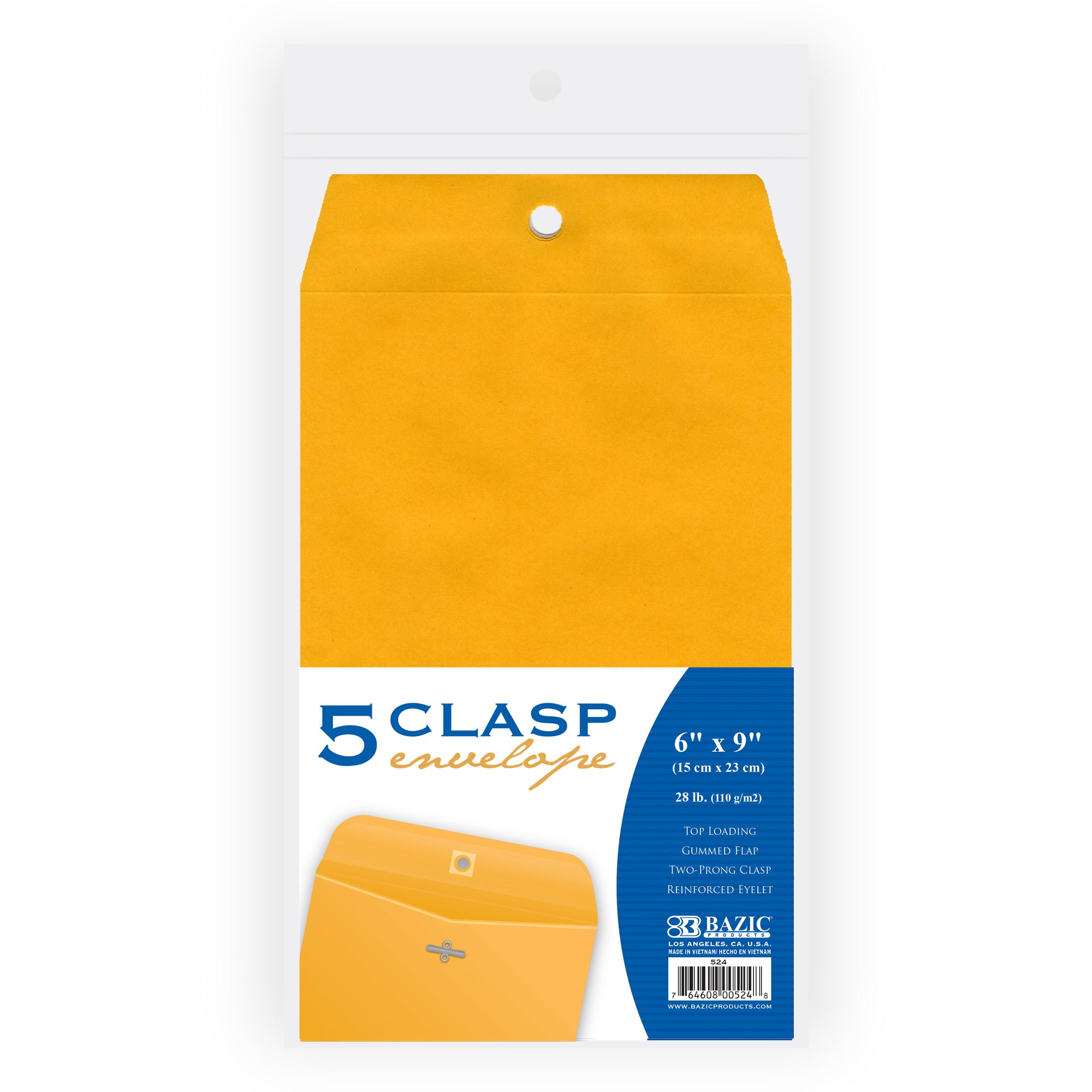 6" X 9" Clasp Envelope (5/Pack)