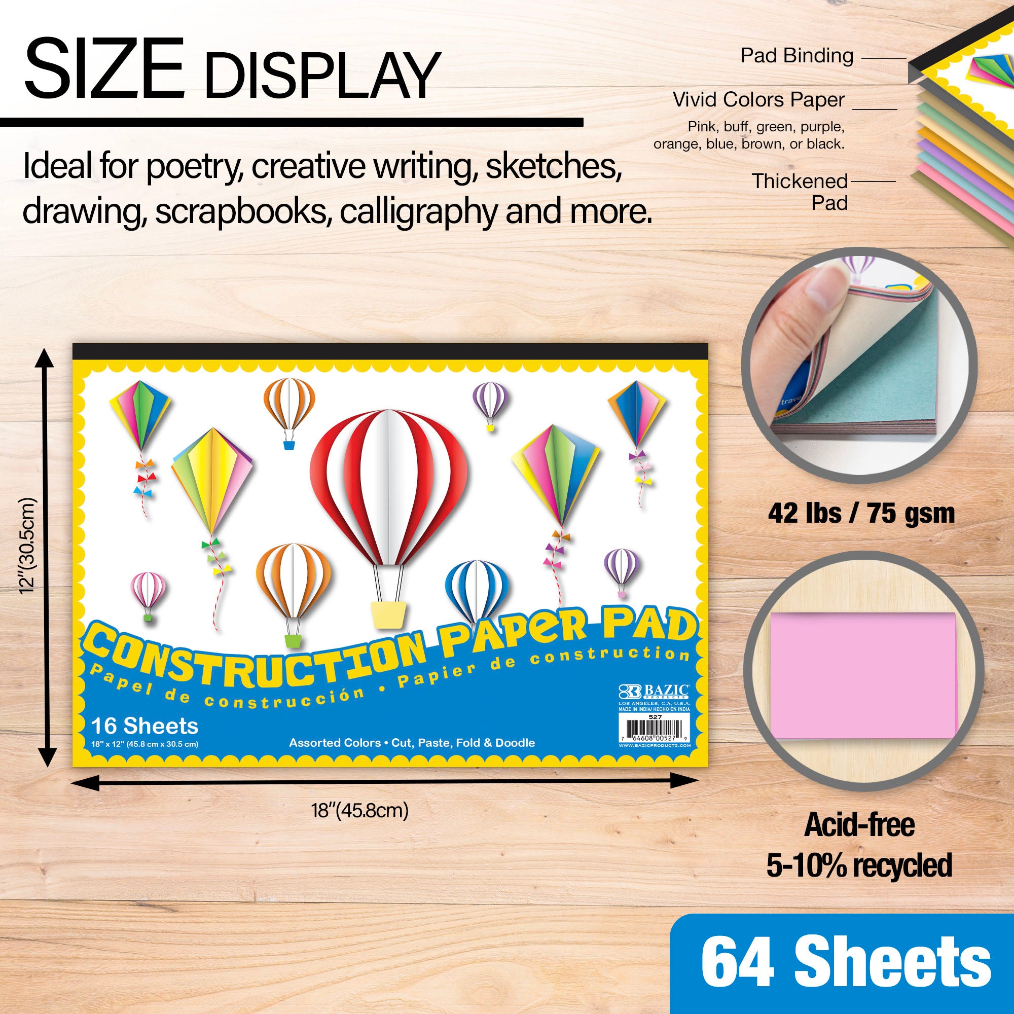 16 Ct. 18" X 12" Construction Paper Pad