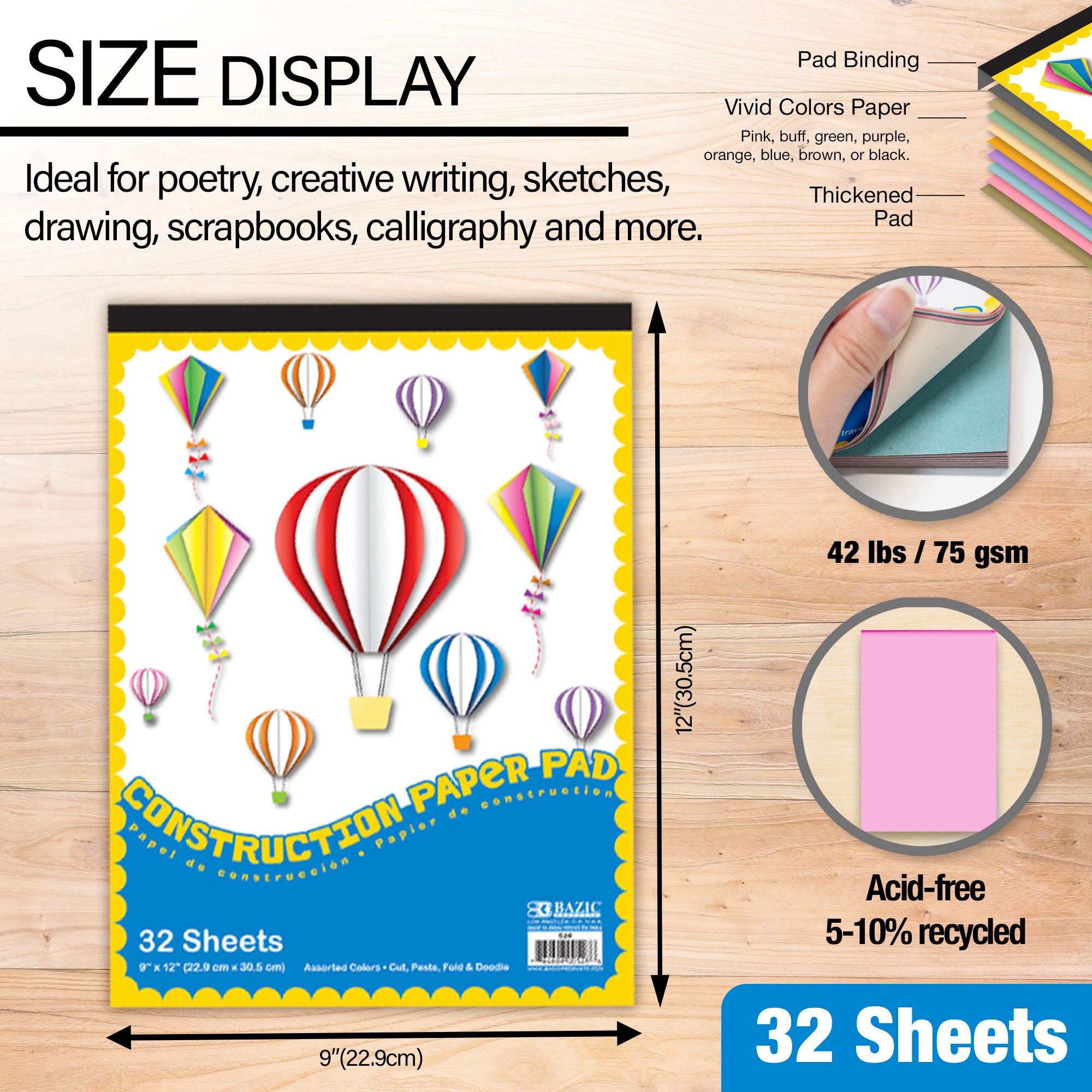 32 Ct. 9" X 12" Construction Paper Pad