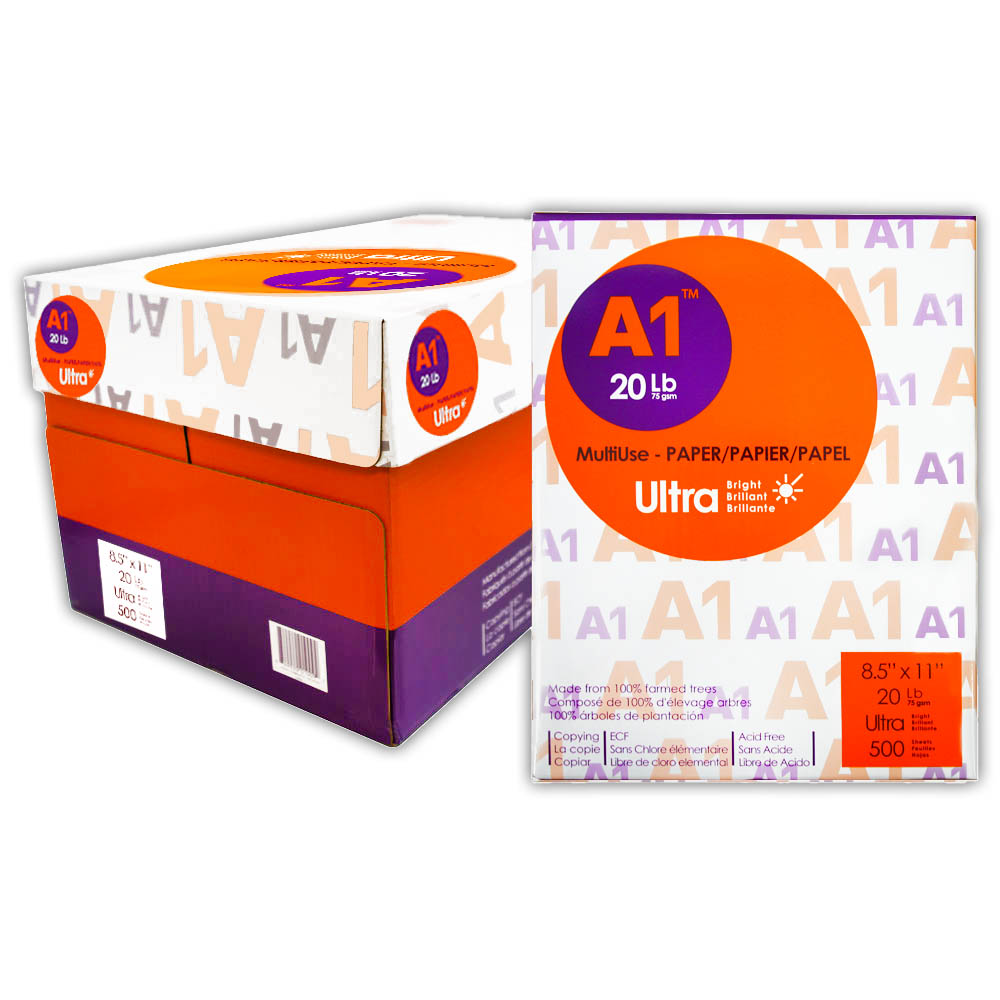 A1 ULTRA 8.5" X 11" White Copy Paper (10 Reams/Case)