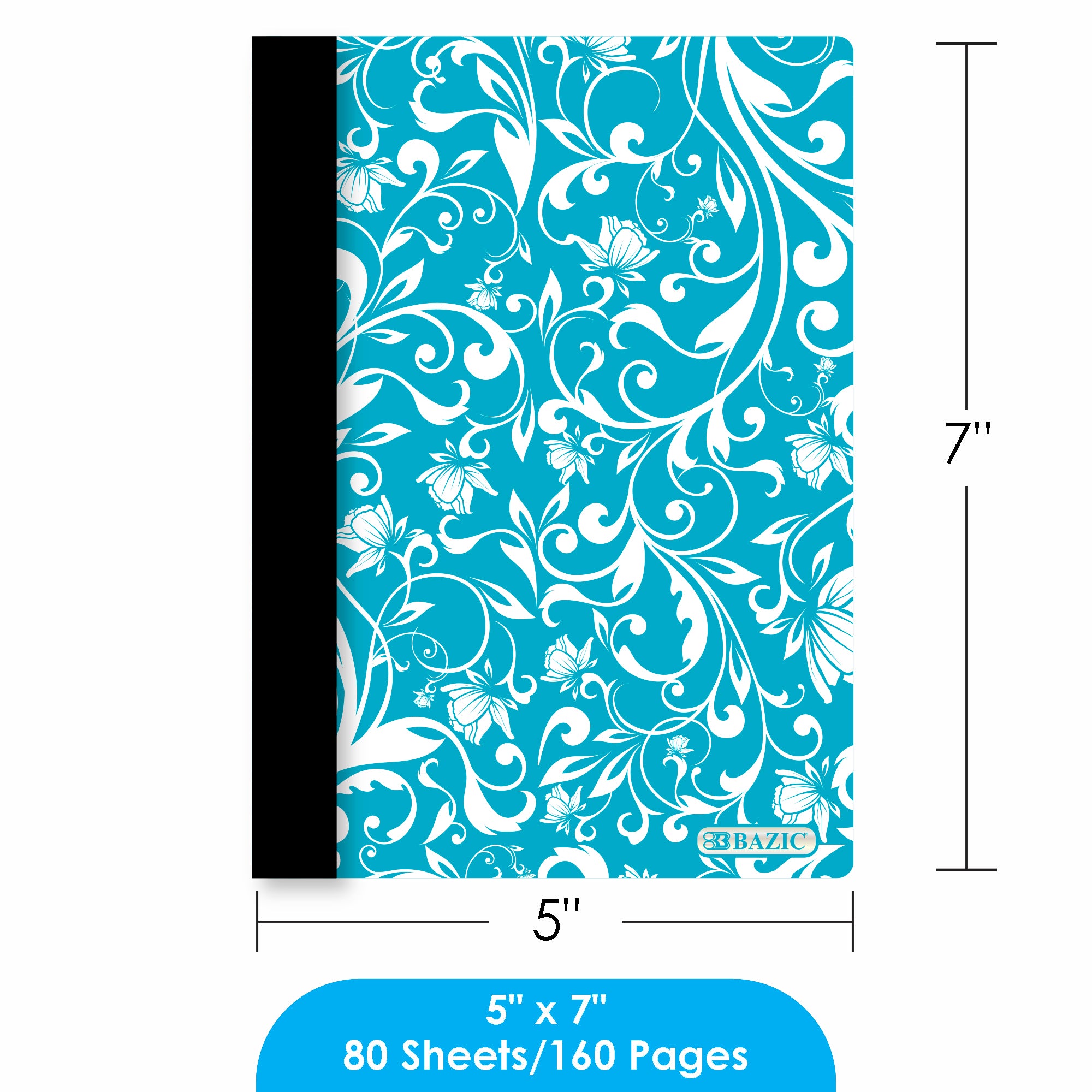 80 Ct. 5" x 7" Floral Poly Cover Personal Composition Book