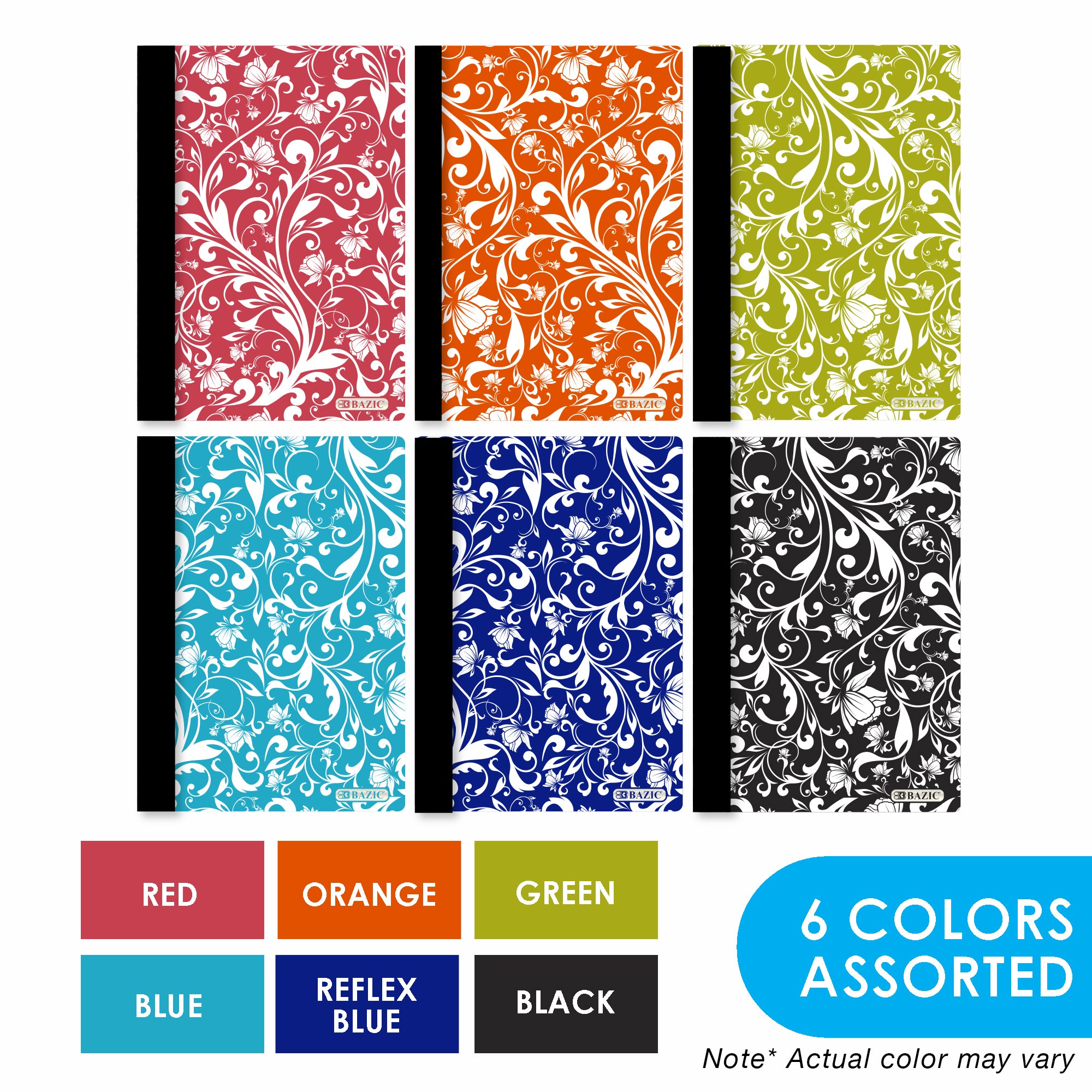 80 Ct. 5" x 7" Floral Poly Cover Personal Composition Book