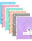 W/R 70 Ct. 1-Subject Pastel Spiral Notebook