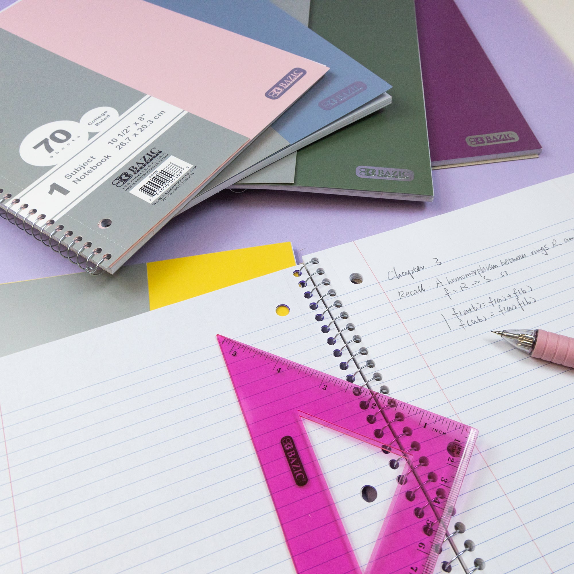 C/R 70 Ct. 1-Subject Morandi Poly Cover Spiral Notebook