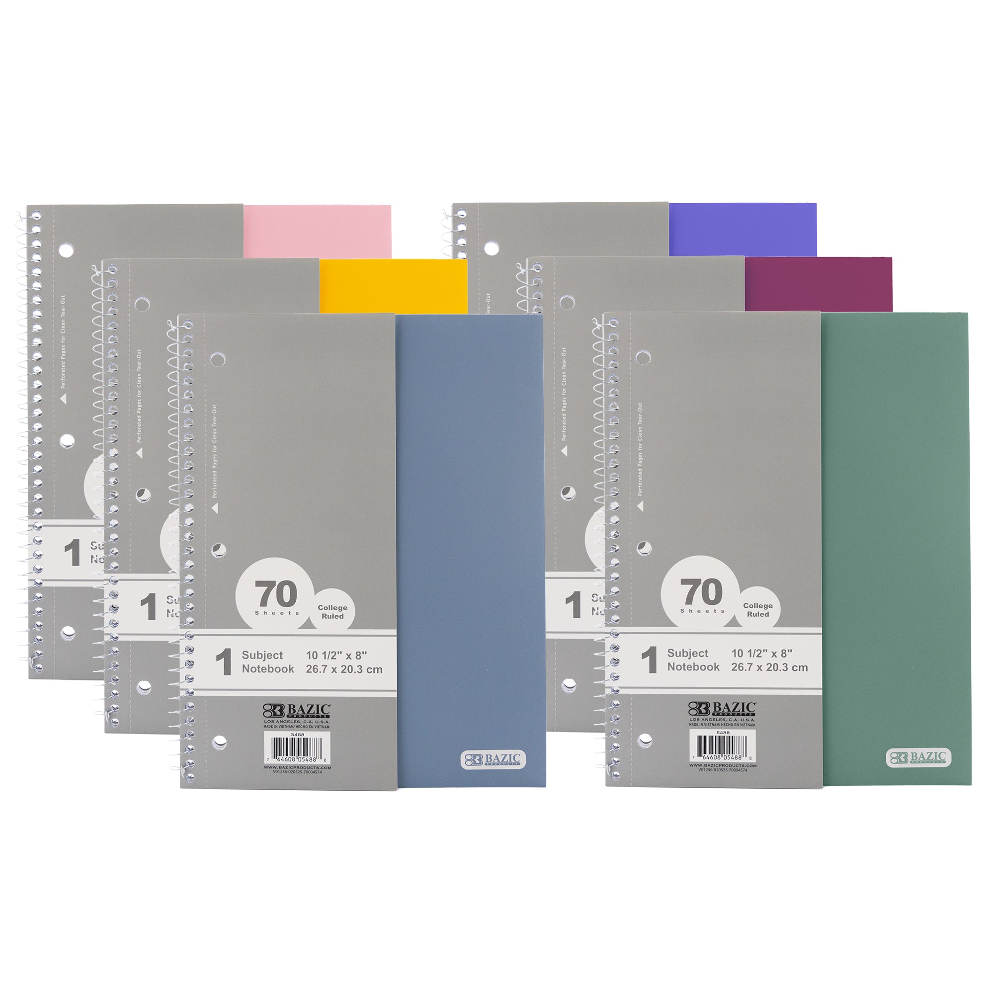 C/R 70 Ct. 1-Subject Morandi Poly Cover Spiral Notebook