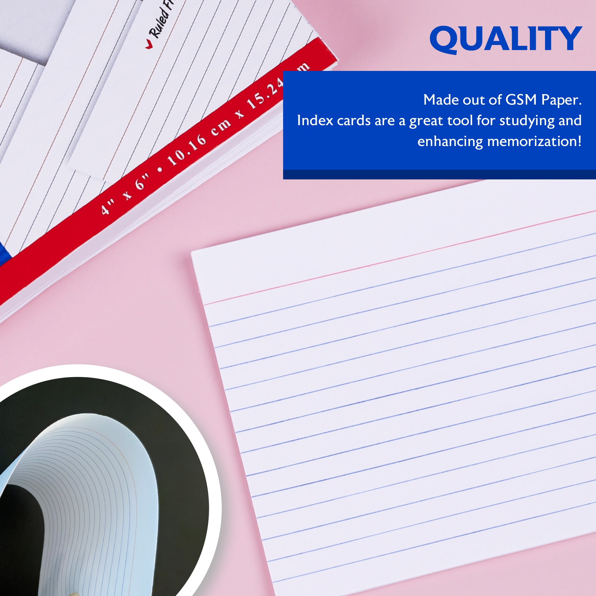 100 Ct. 4" X 6" Ruled White Index Card