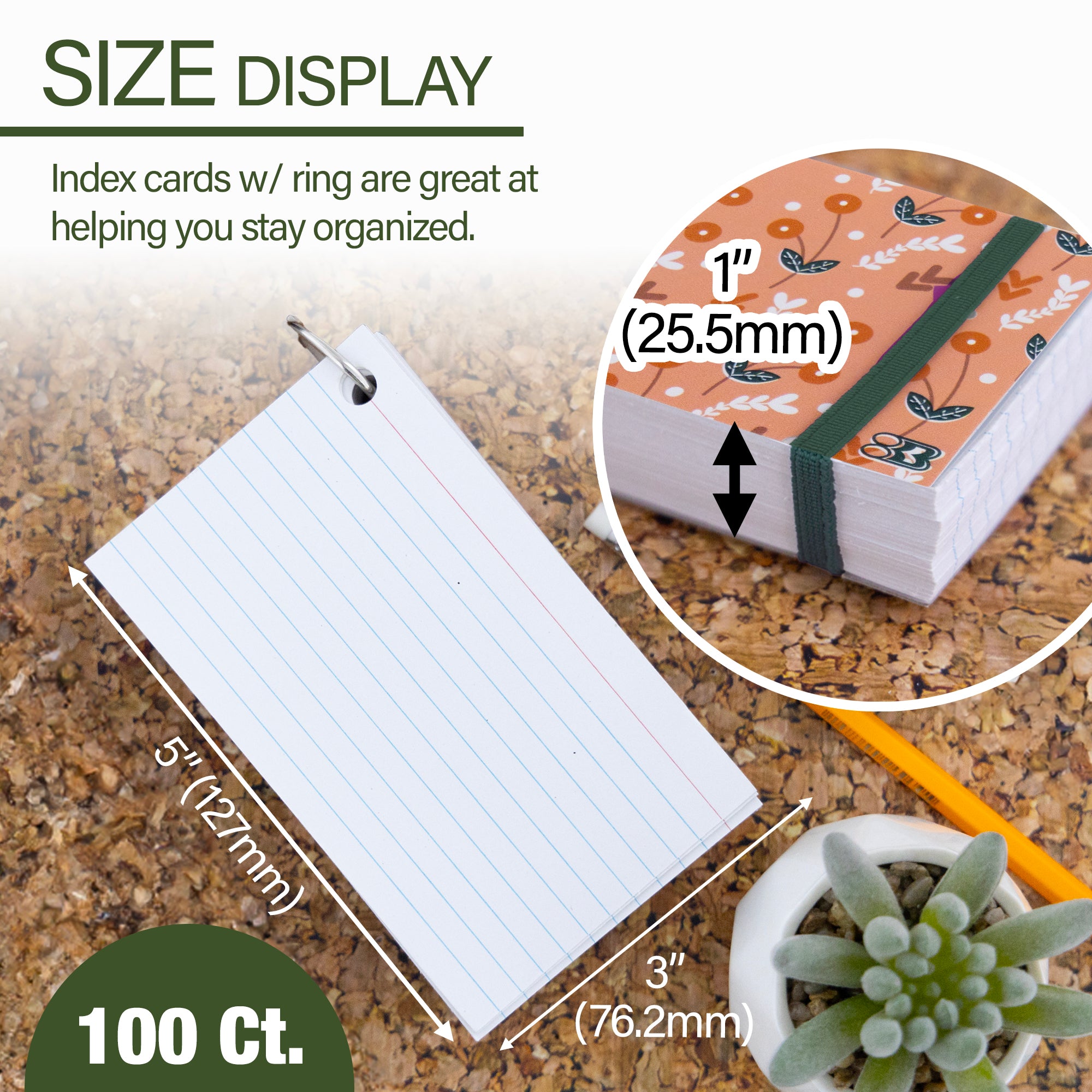 100 Ct. Fashion Poly Cover 3" x 5" Ruled White Index Card w/ Ring