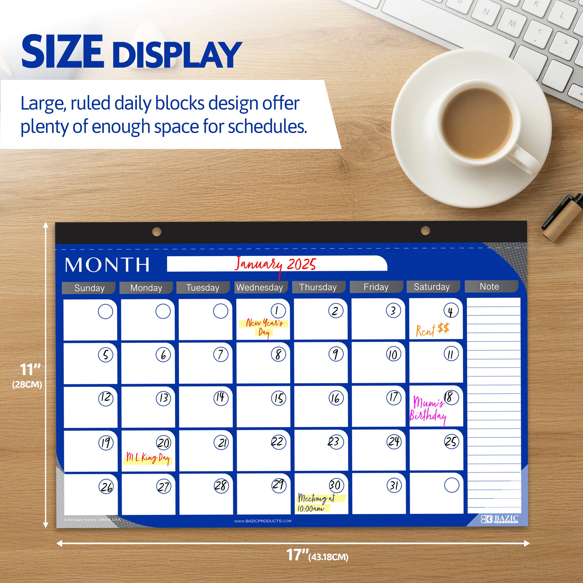 11" X 17" Undated 12-Month Desk Pad Calendar