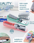 Mini Pastel Color Standard (26/6) Stapler w/ 500 Ct. Staples