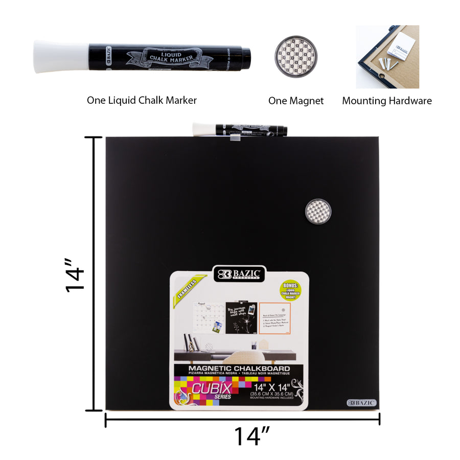 CUBIX Magnetic Chalkboard 14" x 14" w/ Chalk Marker & Magnet