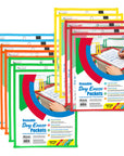 Reusable Dry Erase Pockets with Marker Holder (10/Pack)