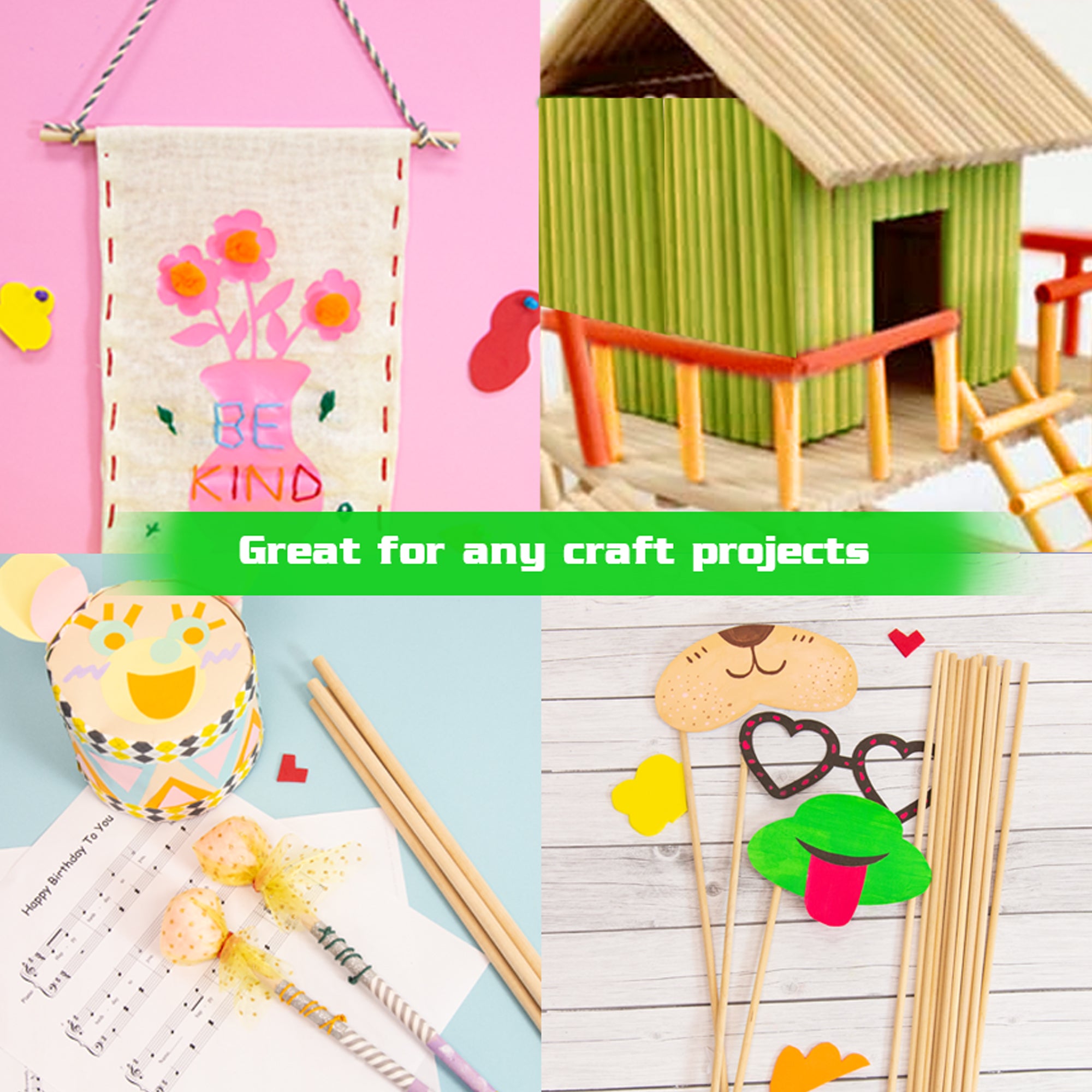 3/8" x 12" Round Natural Wooden Dowel (6/Bag)