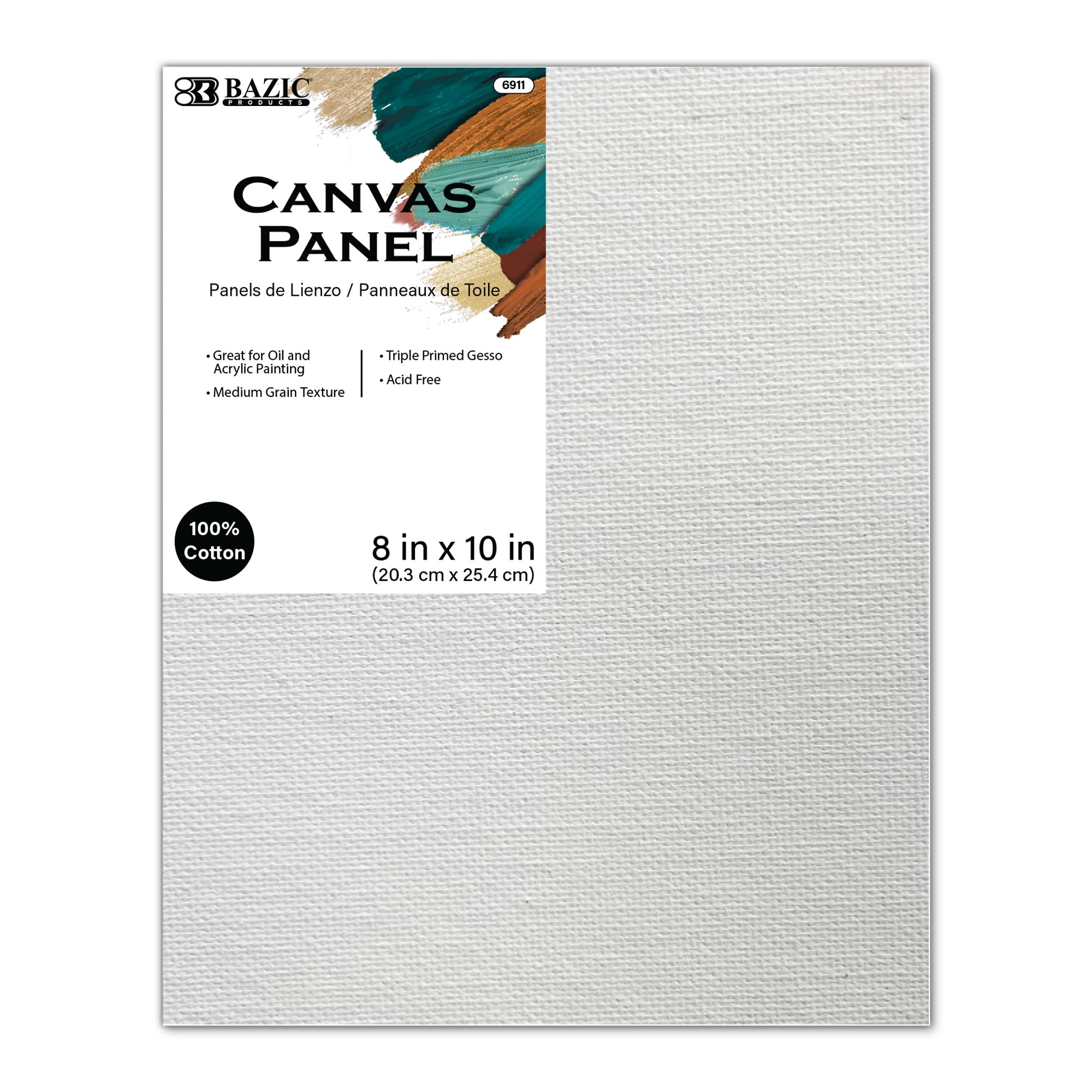 White Canvas Panel, Triple-Primed Cotton, 8 x 10 in – BAZIC Store
