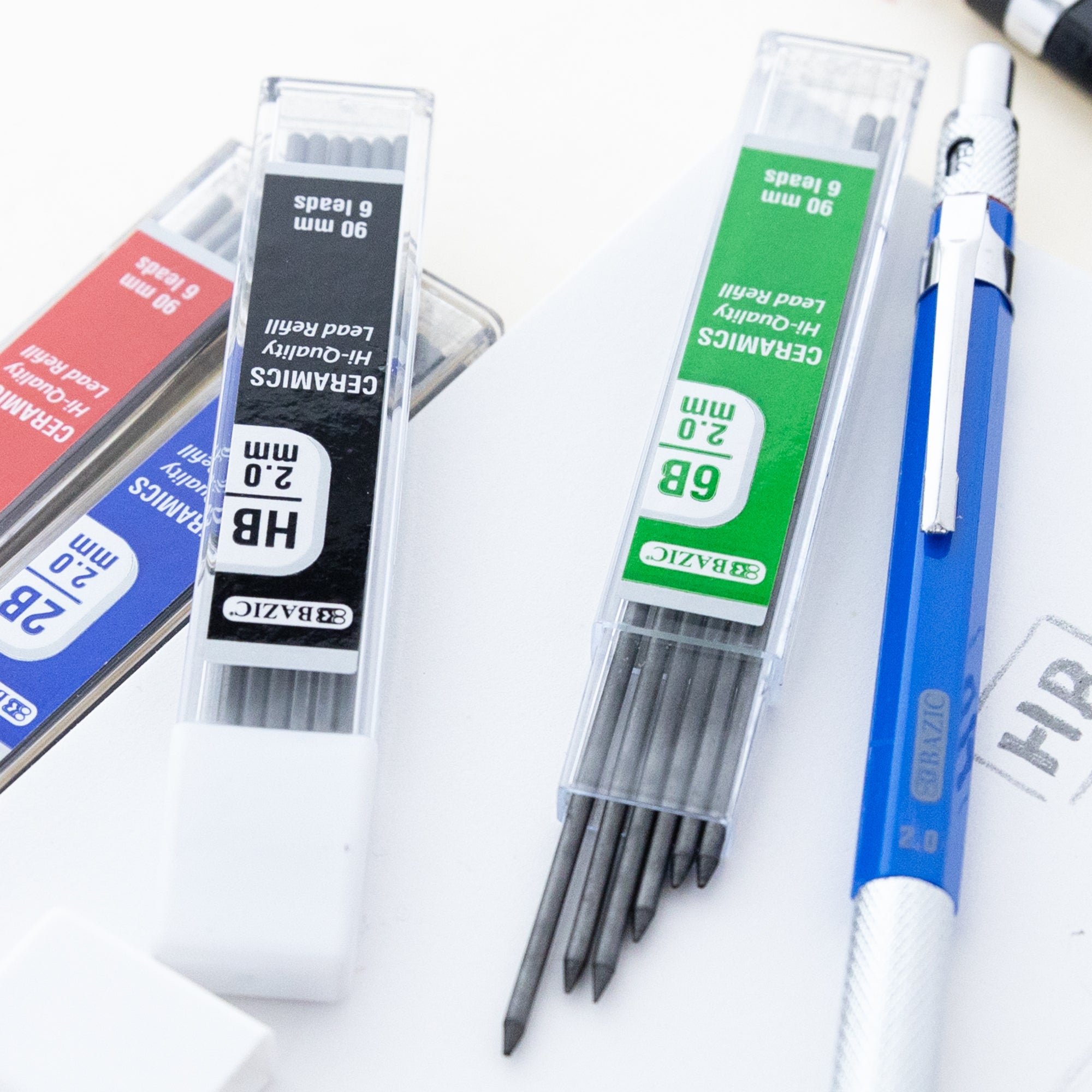 2.0 mm Drawing & Sketching Mechanical Pencil w/ Ceramic High-Quality HB 2B 4B 6B Lead