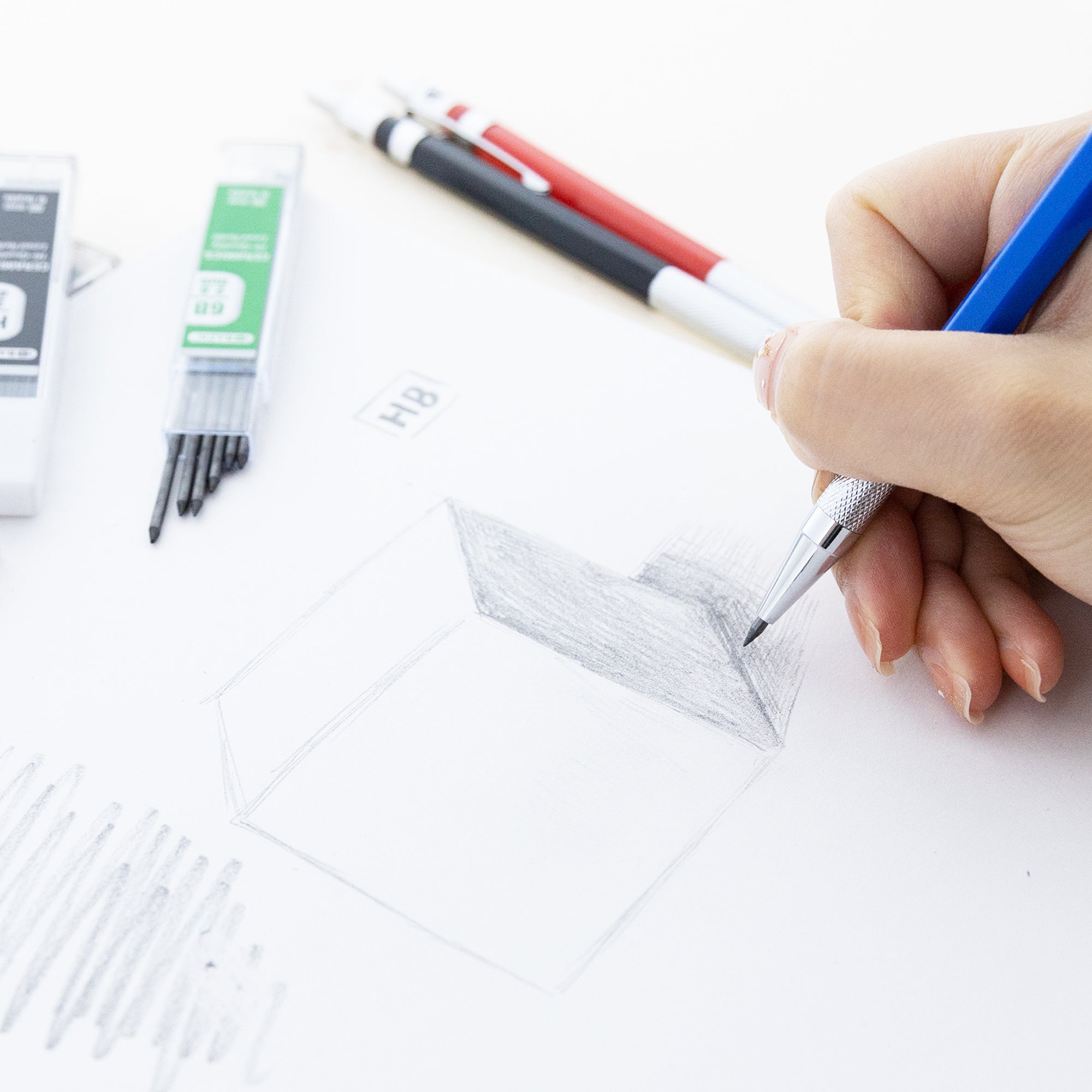 2.0 mm Drawing & Sketching Mechanical Pencil w/ Ceramic High-Quality HB 2B 4B 6B Lead