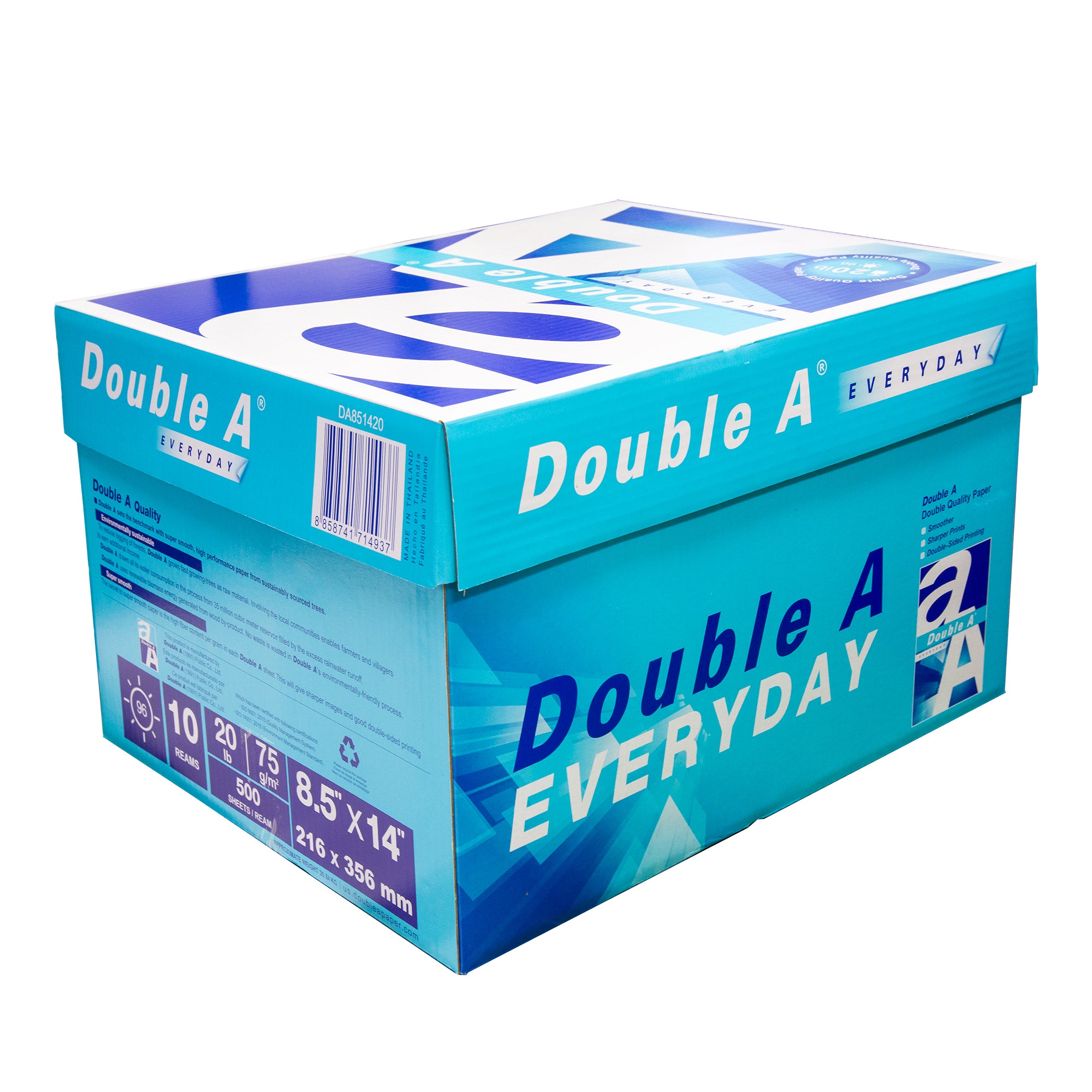 DOUBLE A (96) 8.5" X 14" Legal Size Copy Paper (10 Reams/Case)