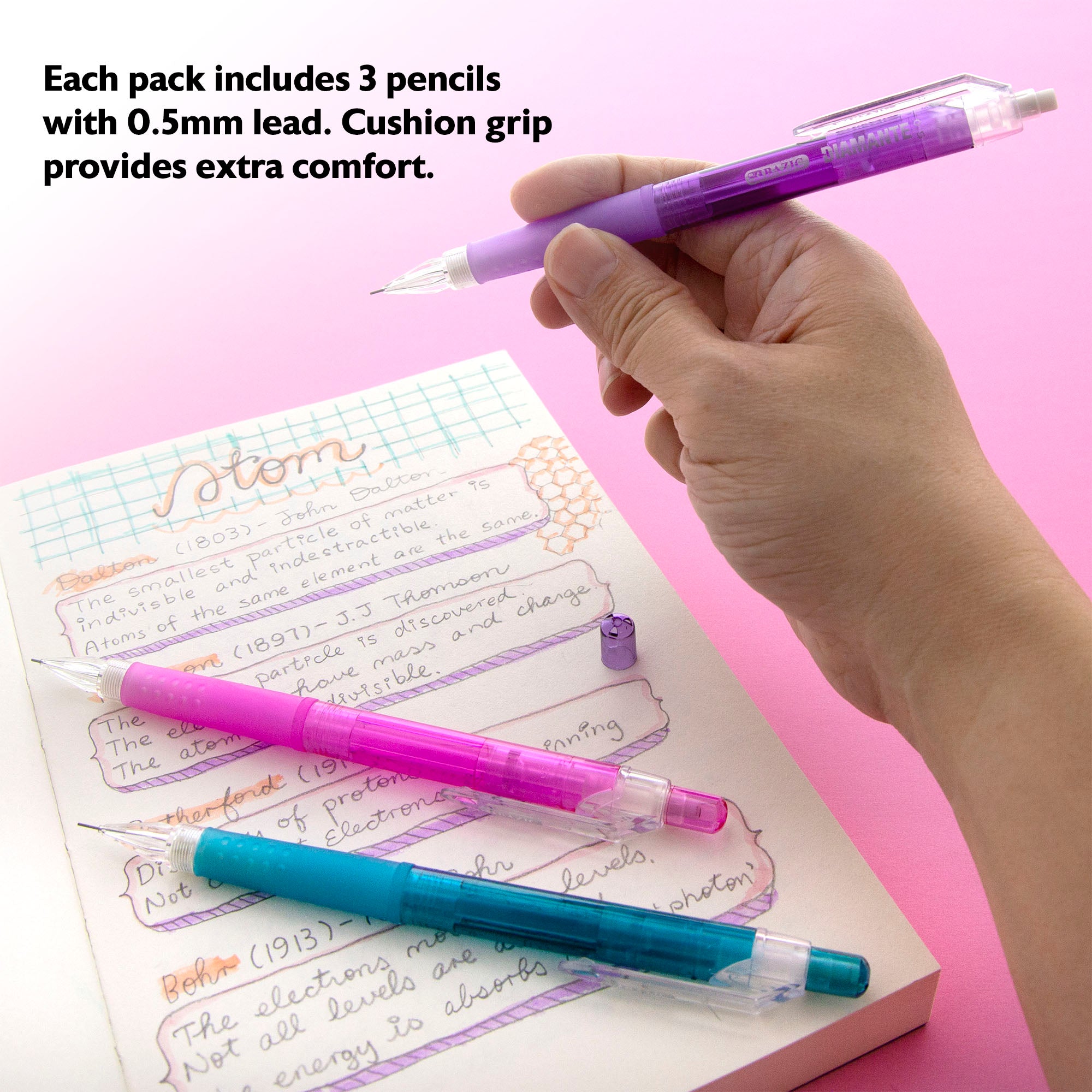 Diamante 0.5 mm Mechanical Pencil w/ Grip (3/Pack)