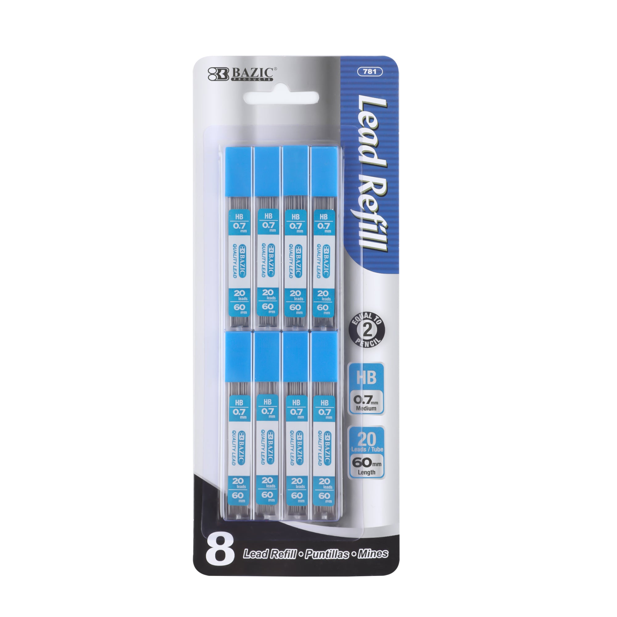 0.7mm HB Pencil Lead Refills, 8 Tubes x 20, 160 Pieces – BAZIC Store
