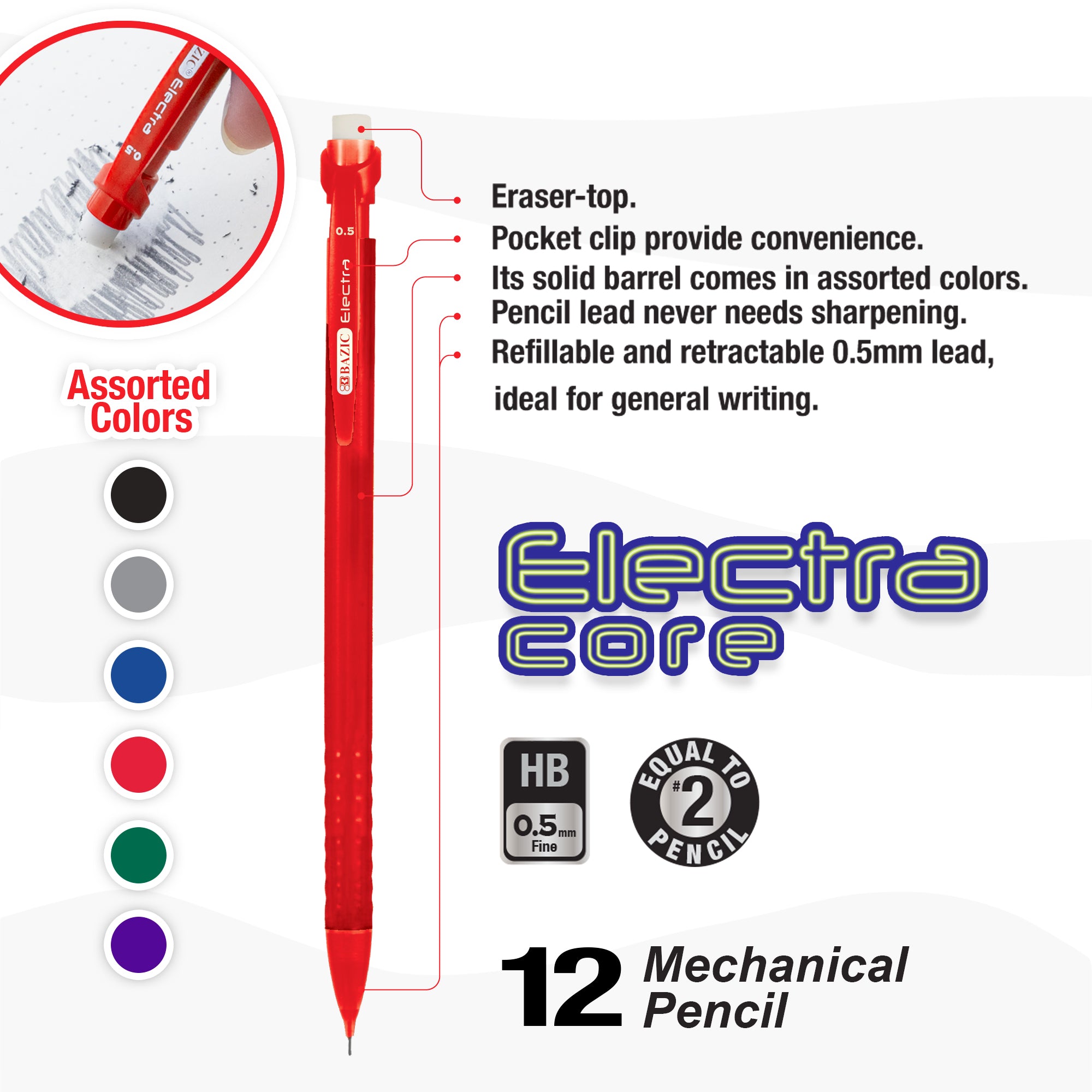 Electra Core 0.5 mm Mechanical Pencil (12/Box)
