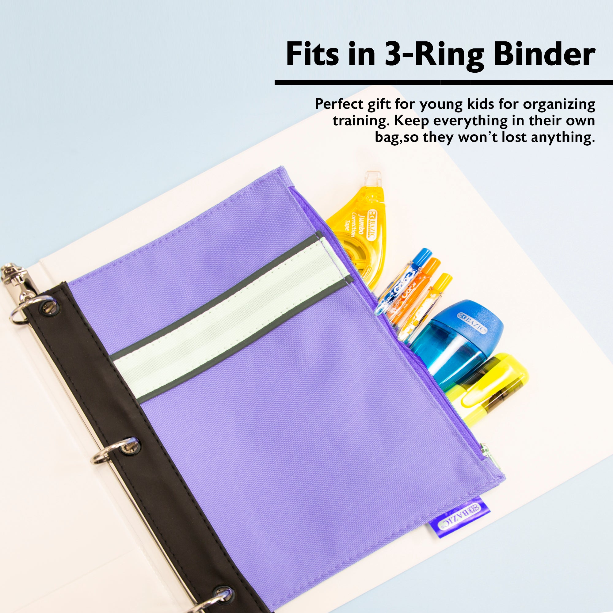 Assorted Color 3-Ring Pencil Pouch