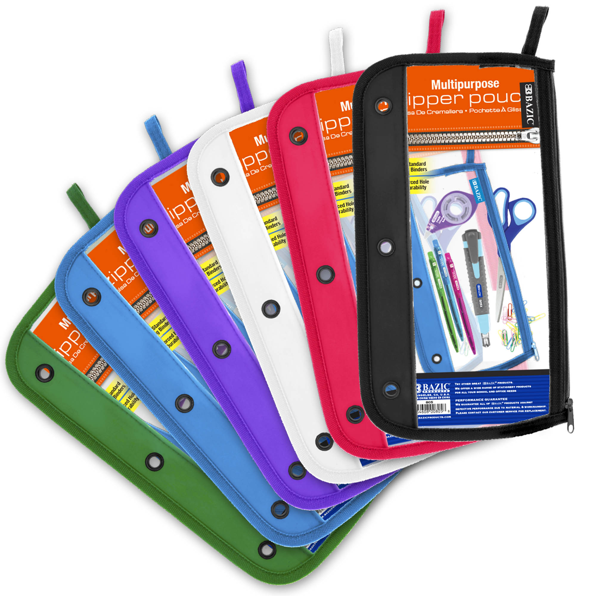 11.5" x 6.5" 3-ring Clear Pencil Pouch