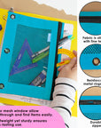 Retro Color 3-Ring Pencil Pouch w/ Mesh Window