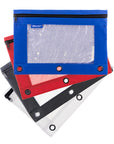 Pencil Pouch 3-Ring Bright Color w/ Clear Window
