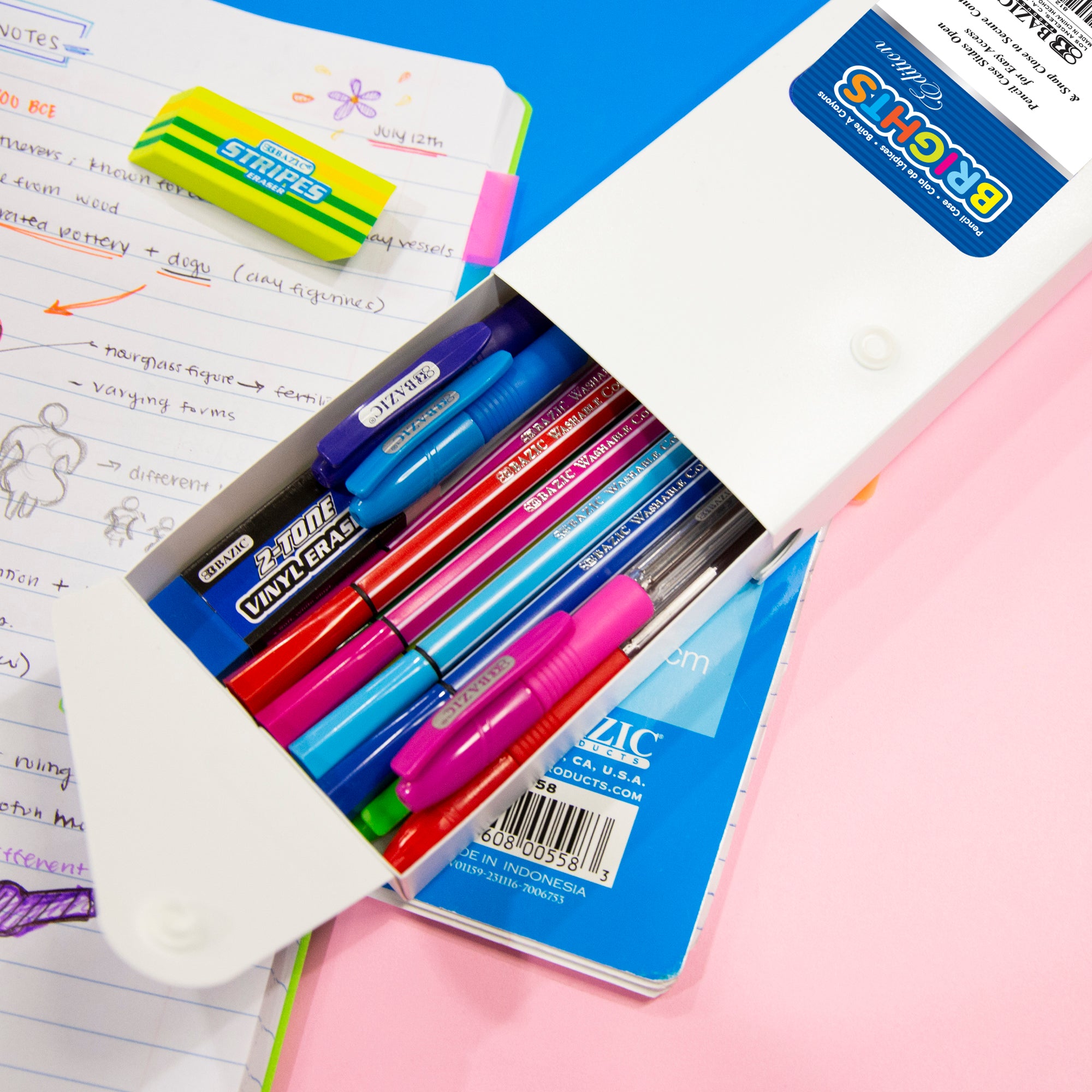 Bright Color Slider Pencil Case w/ PDQ Display