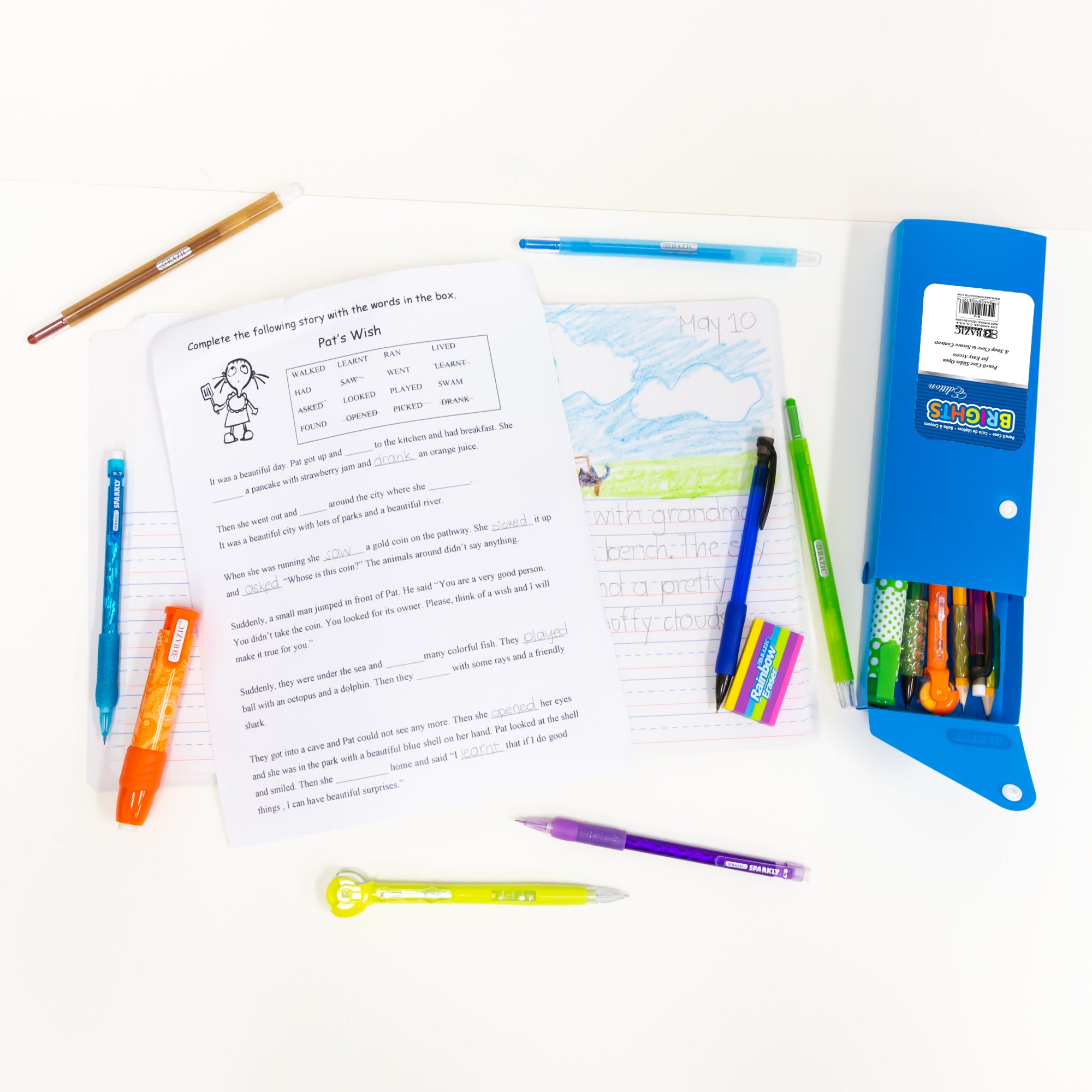 Bright Color Slider Pencil Case w/ PDQ Display