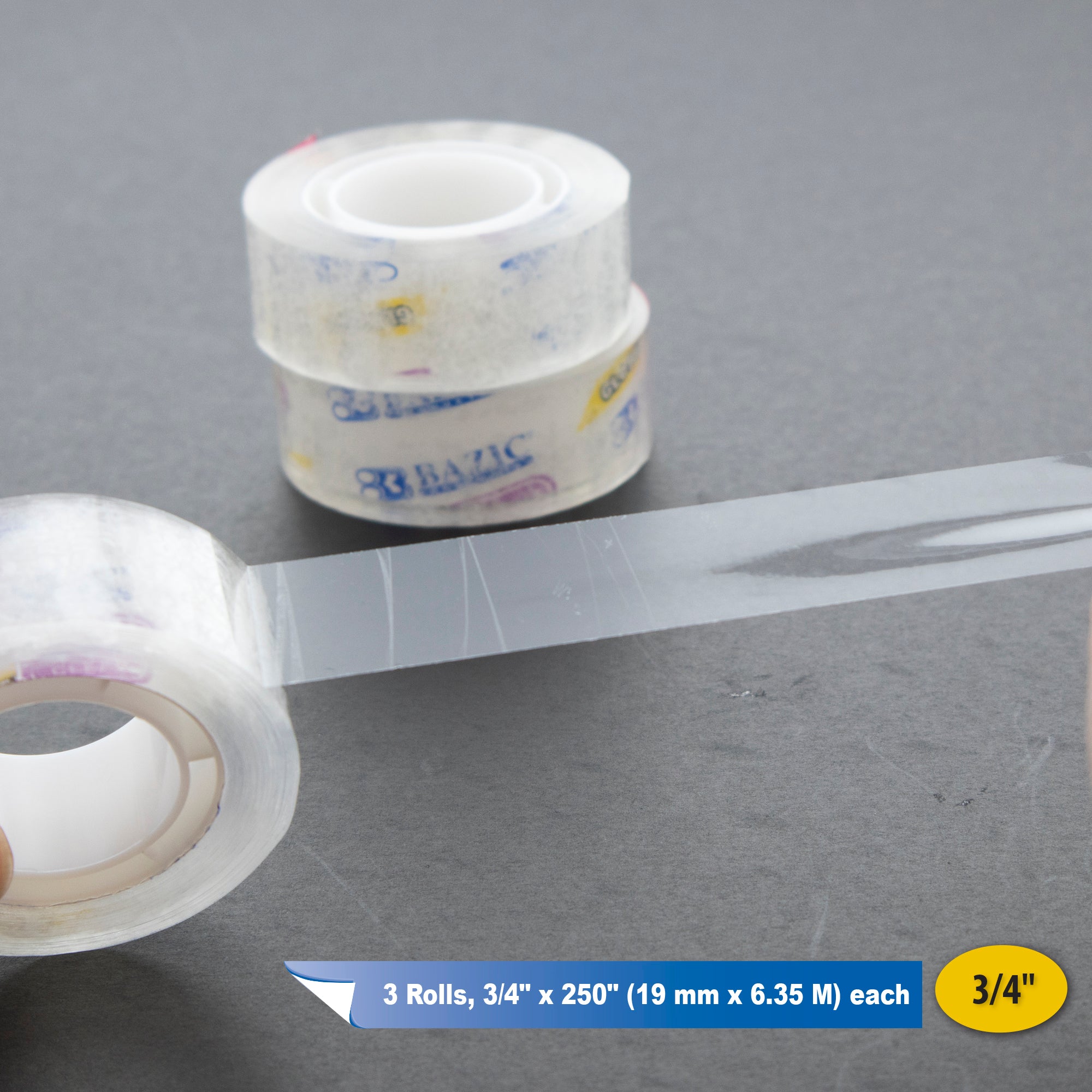 3/4" X 250" Crystal Clear Tape (3/Pack) w/ Floor Display