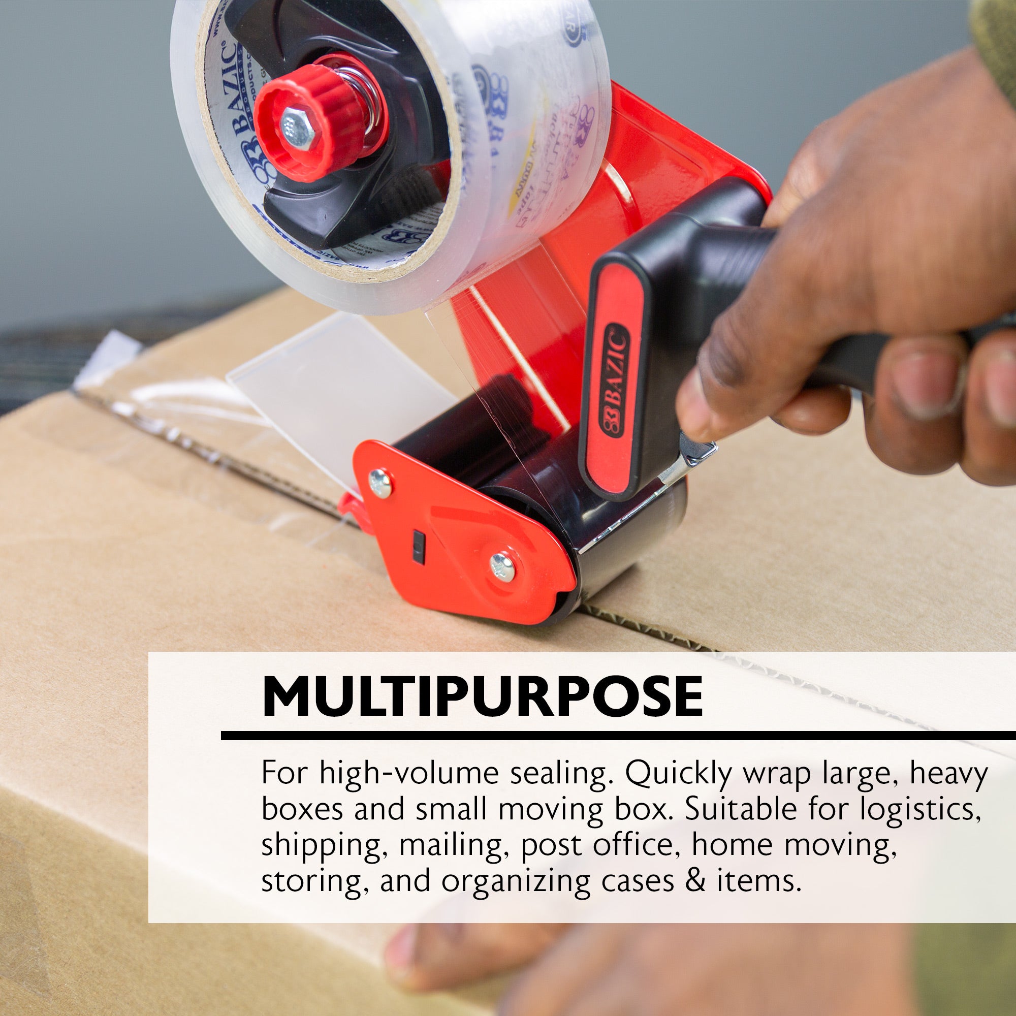 Packaging Tape Dispenser w/ (2) 1.88" X 54.6 Yards Super Clear Tape