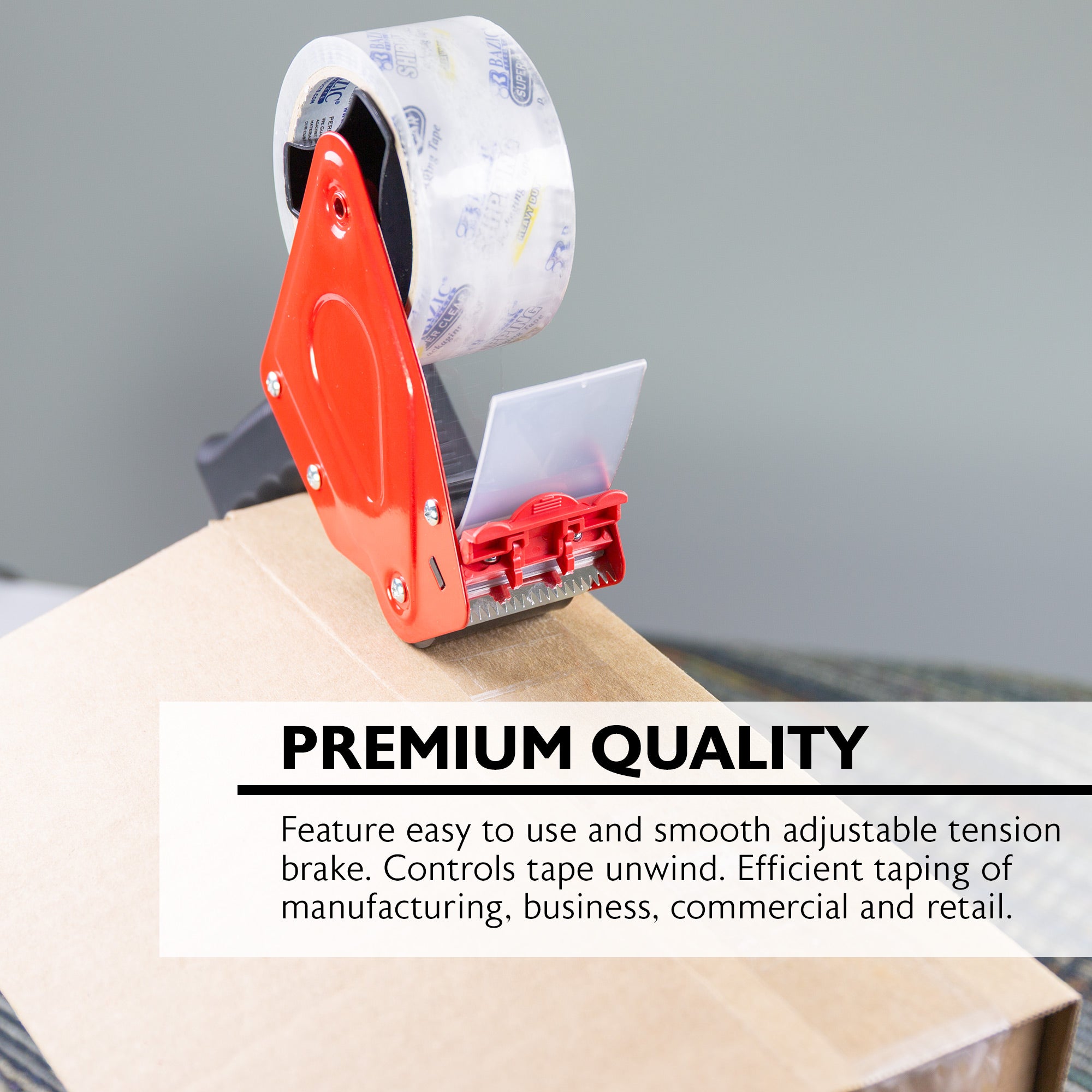 Packaging Tape Dispenser w/ (2) 1.88" X 54.6 Yards Super Clear Tape